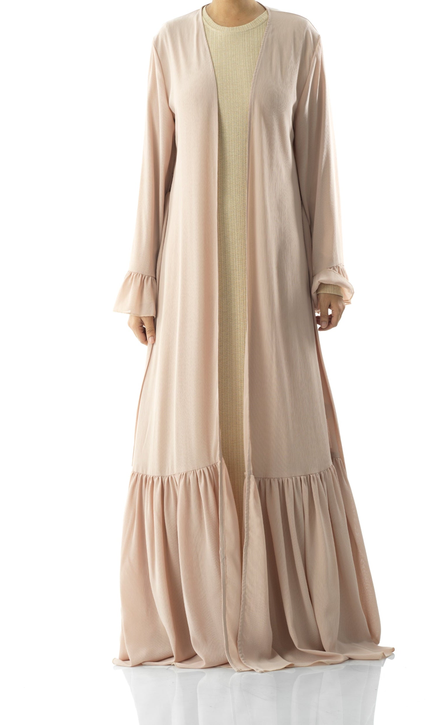 Tiered ruffle chiffon maxi cardigan Kabayare