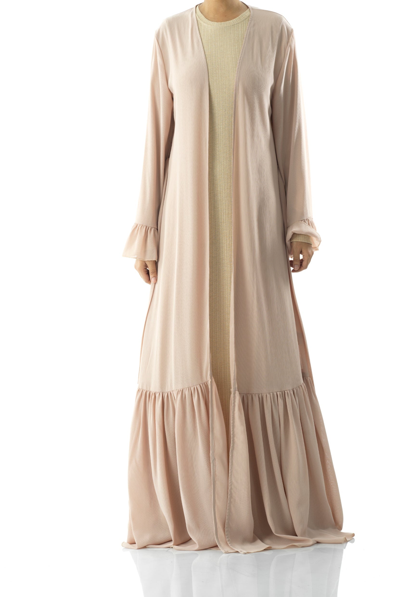 Tiered ruffle chiffon maxi cardigan Kabayare