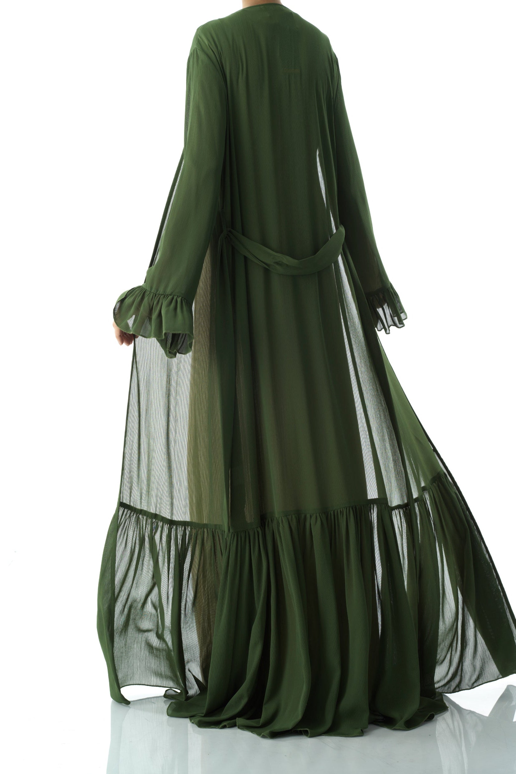 Tiered ruffle chiffon maxi cardigan Kabayare