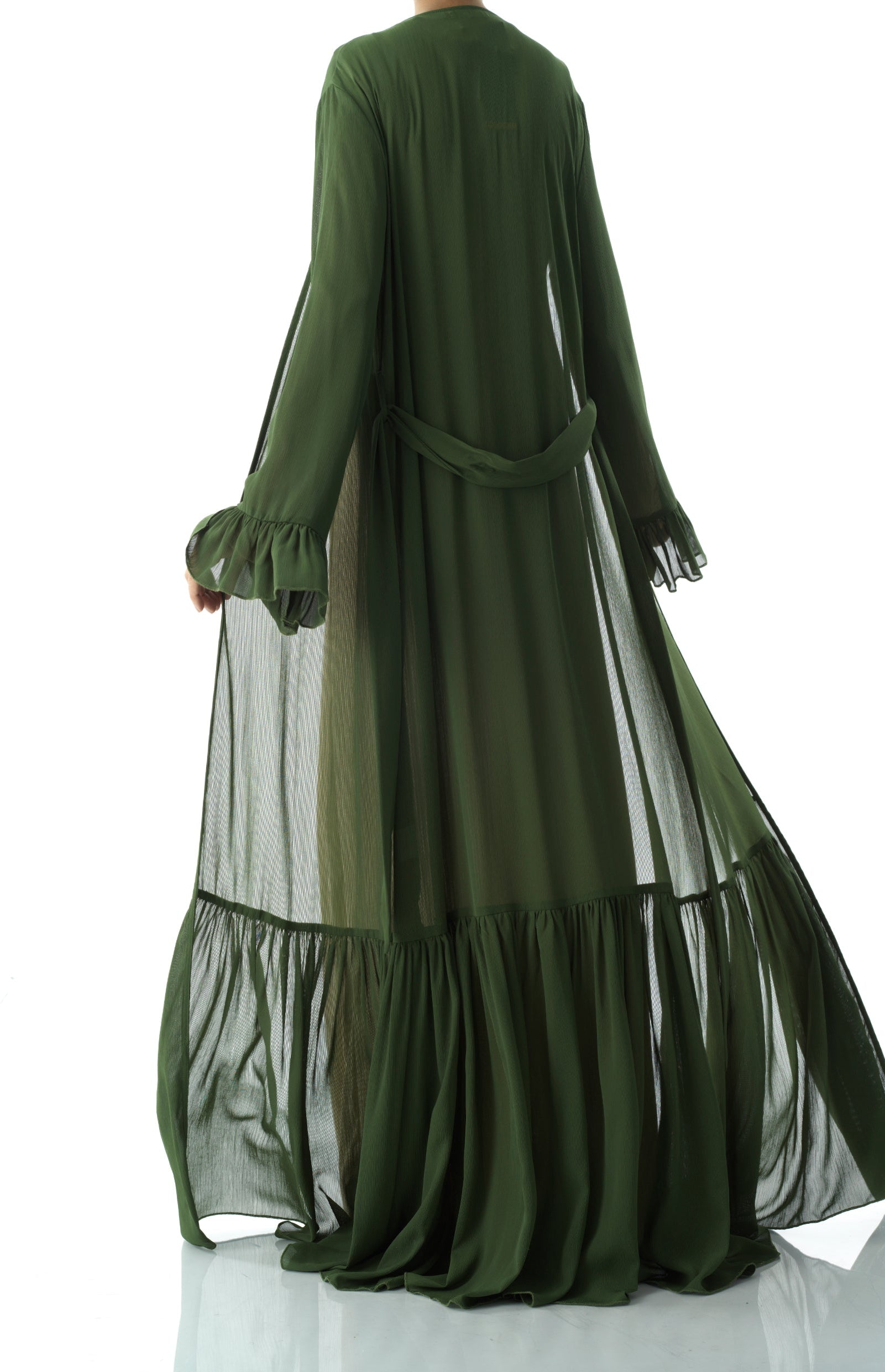 Tiered ruffle chiffon maxi cardigan Kabayare