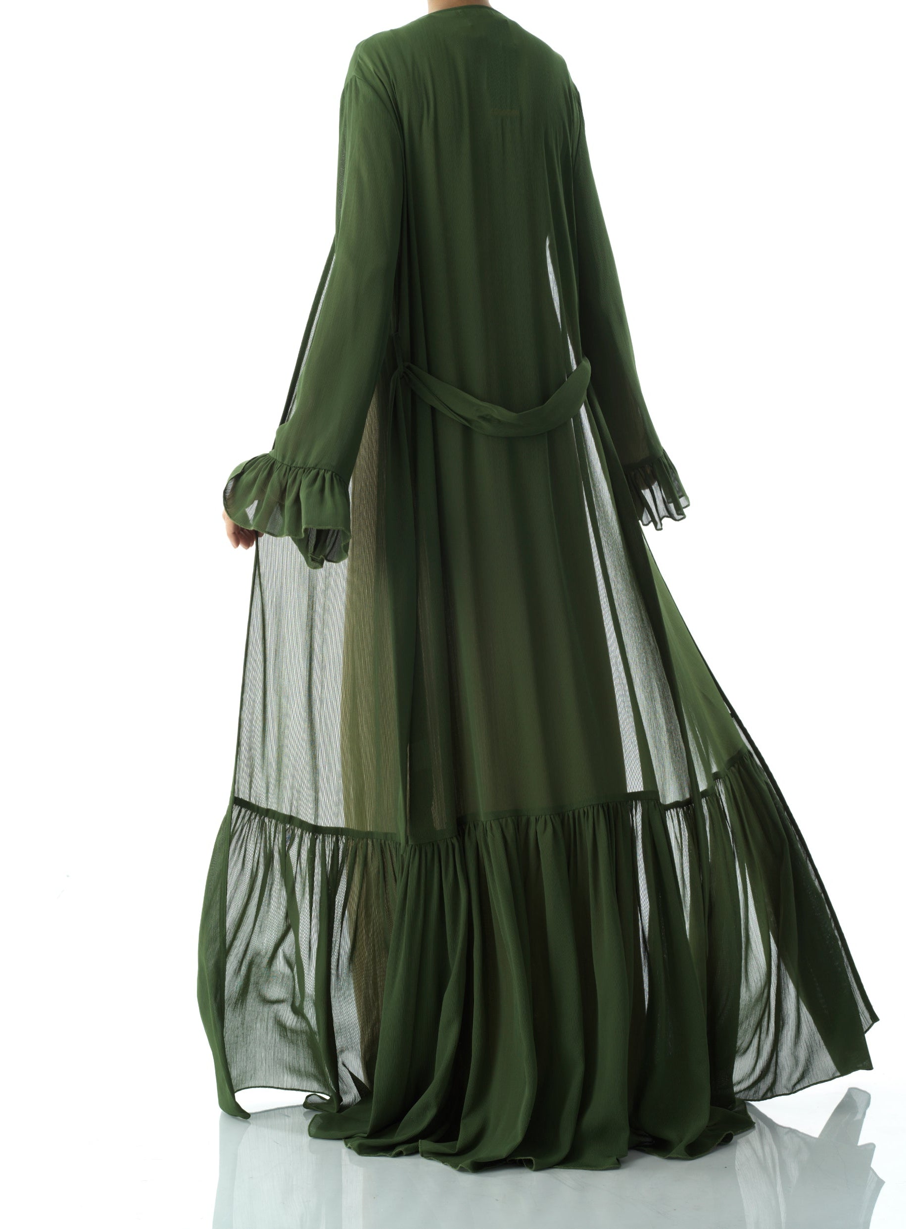 Tiered ruffle chiffon maxi cardigan Kabayare
