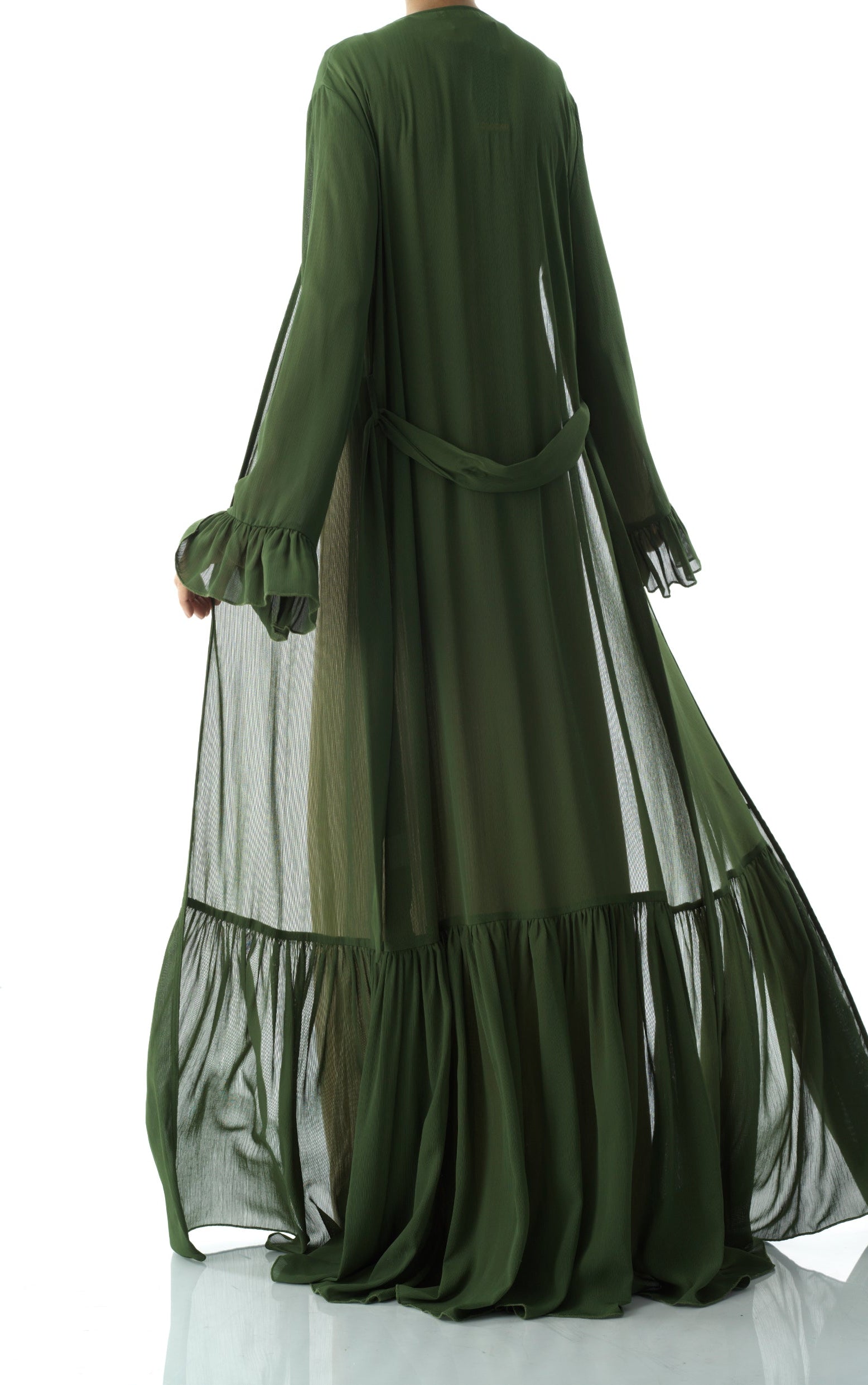 Tiered ruffle chiffon maxi cardigan Kabayare