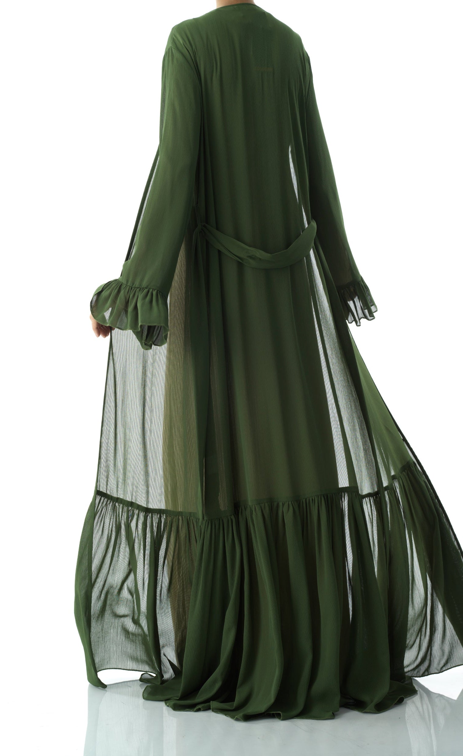 Tiered ruffle chiffon maxi cardigan Kabayare