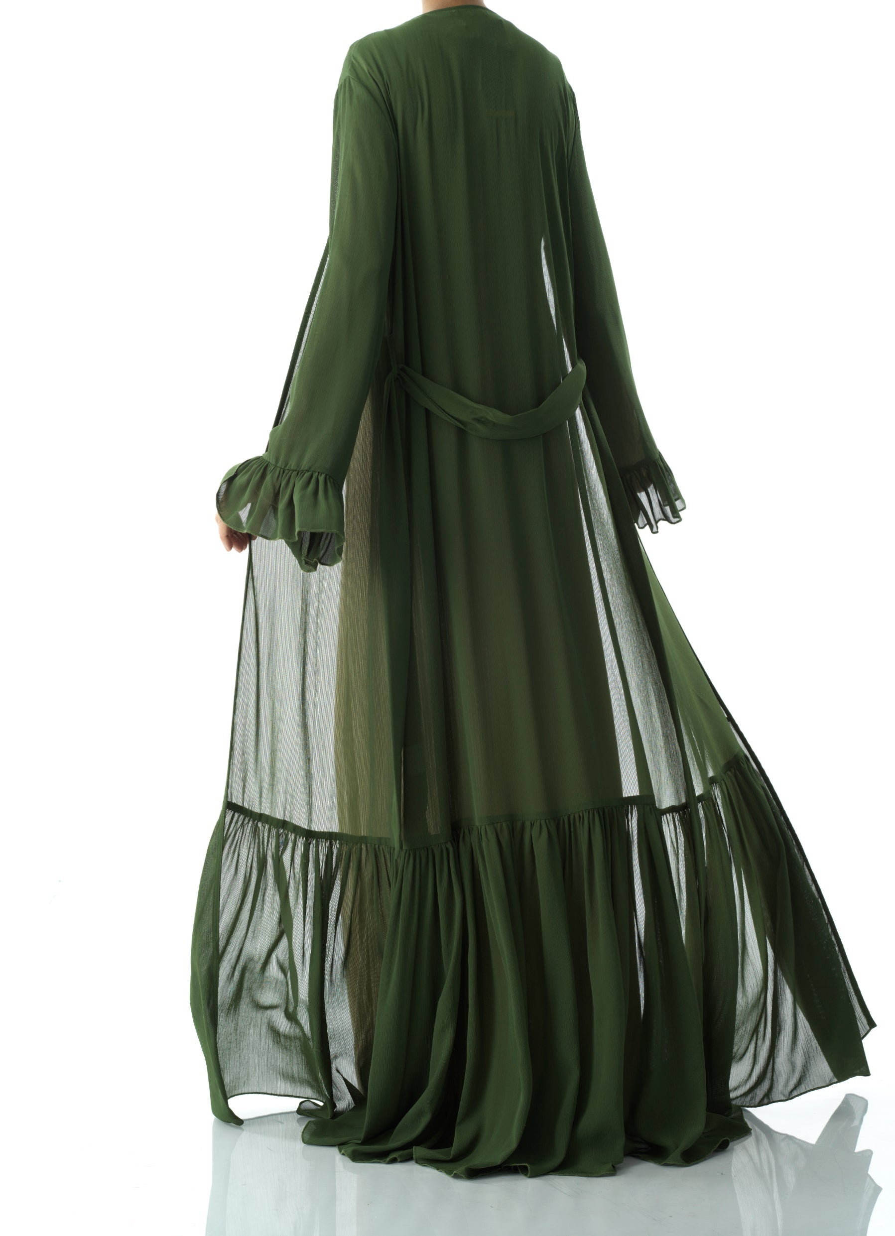 Tiered ruffle chiffon maxi cardigan Kabayare