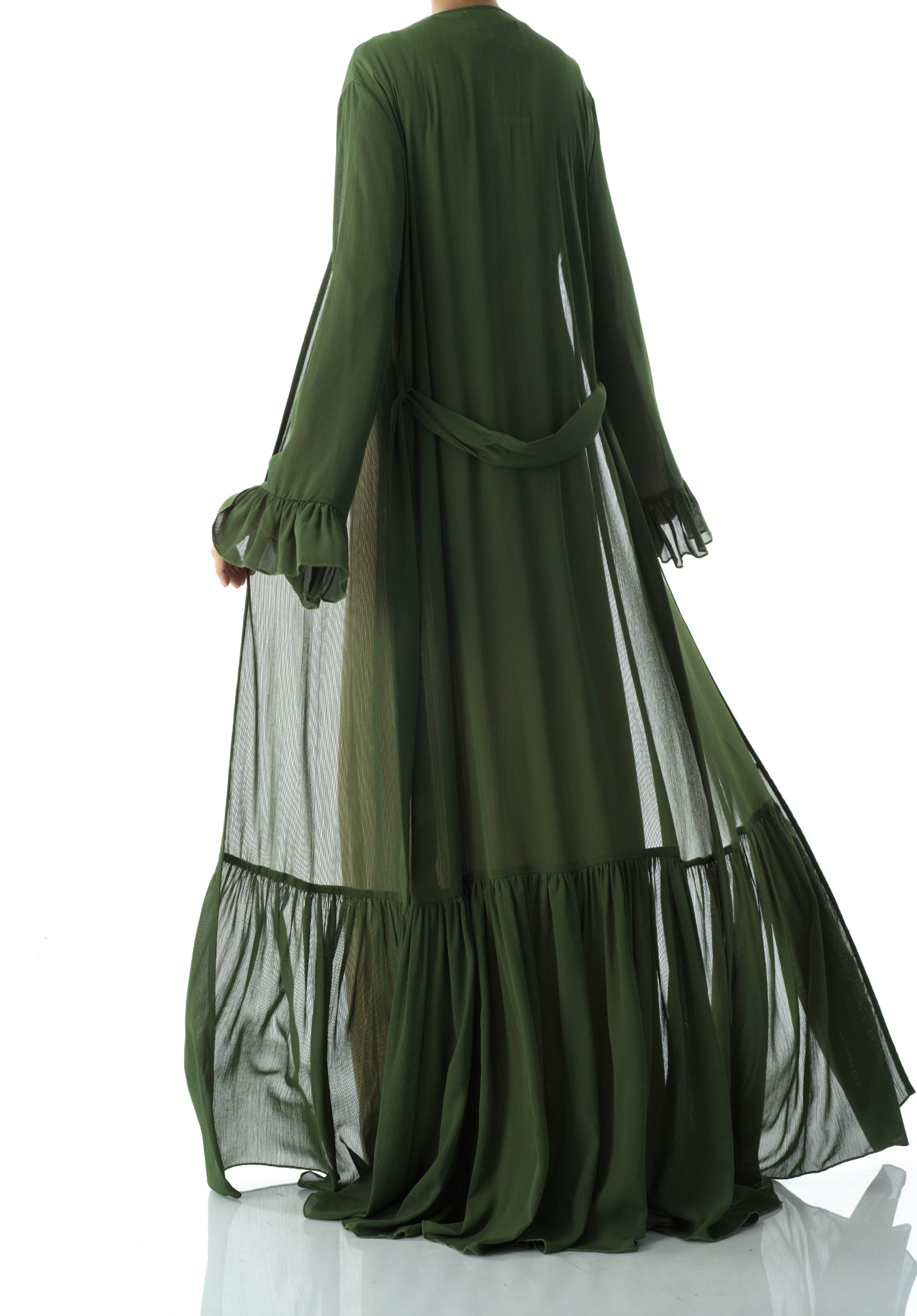 Tiered ruffle chiffon maxi cardigan Kabayare