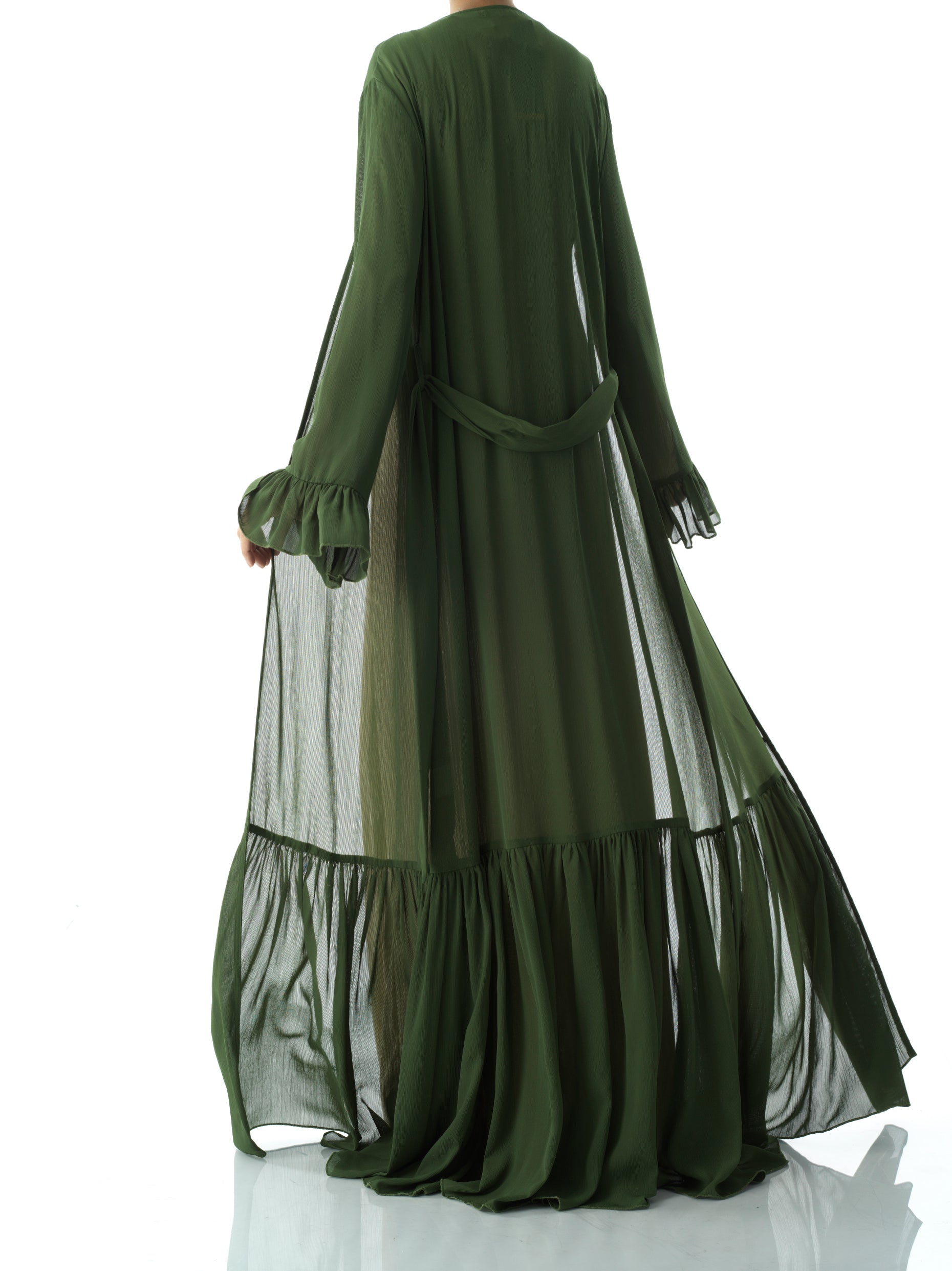 Tiered ruffle chiffon maxi cardigan Kabayare