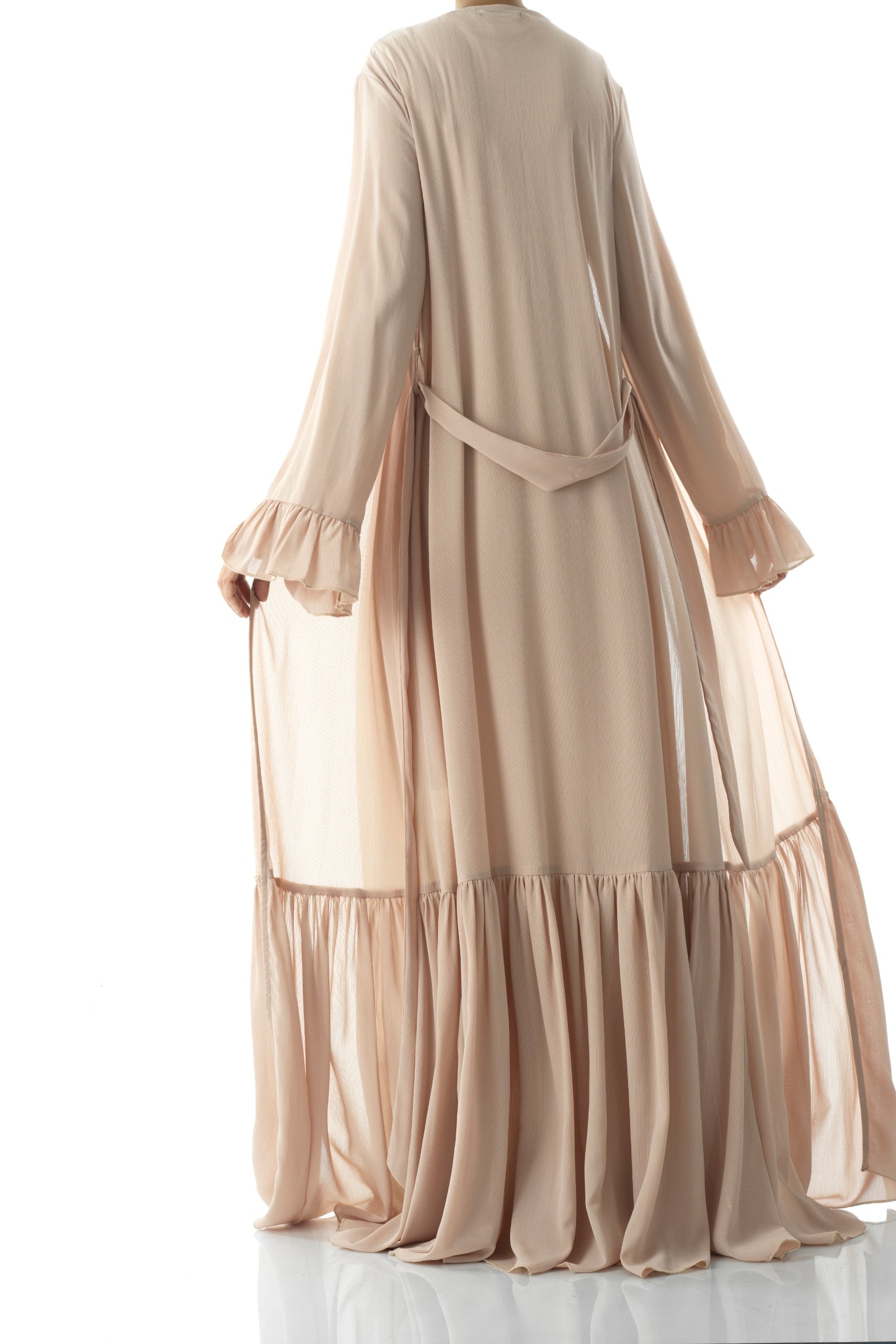 Tiered ruffle chiffon maxi cardigan Kabayare