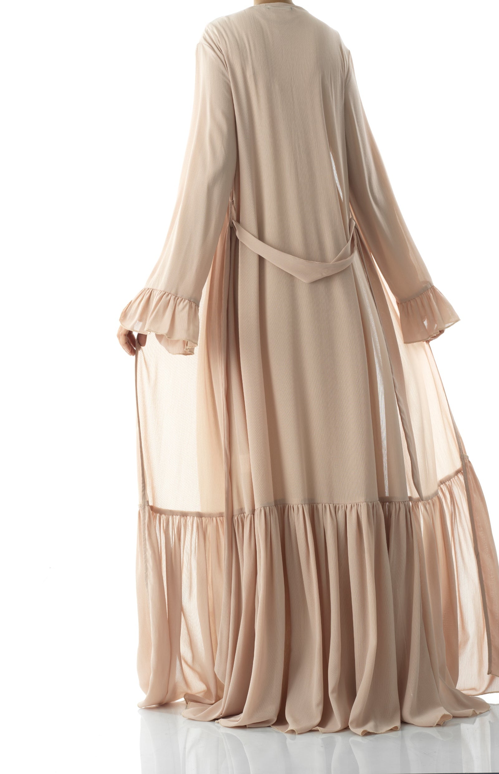 Tiered ruffle chiffon maxi cardigan Kabayare