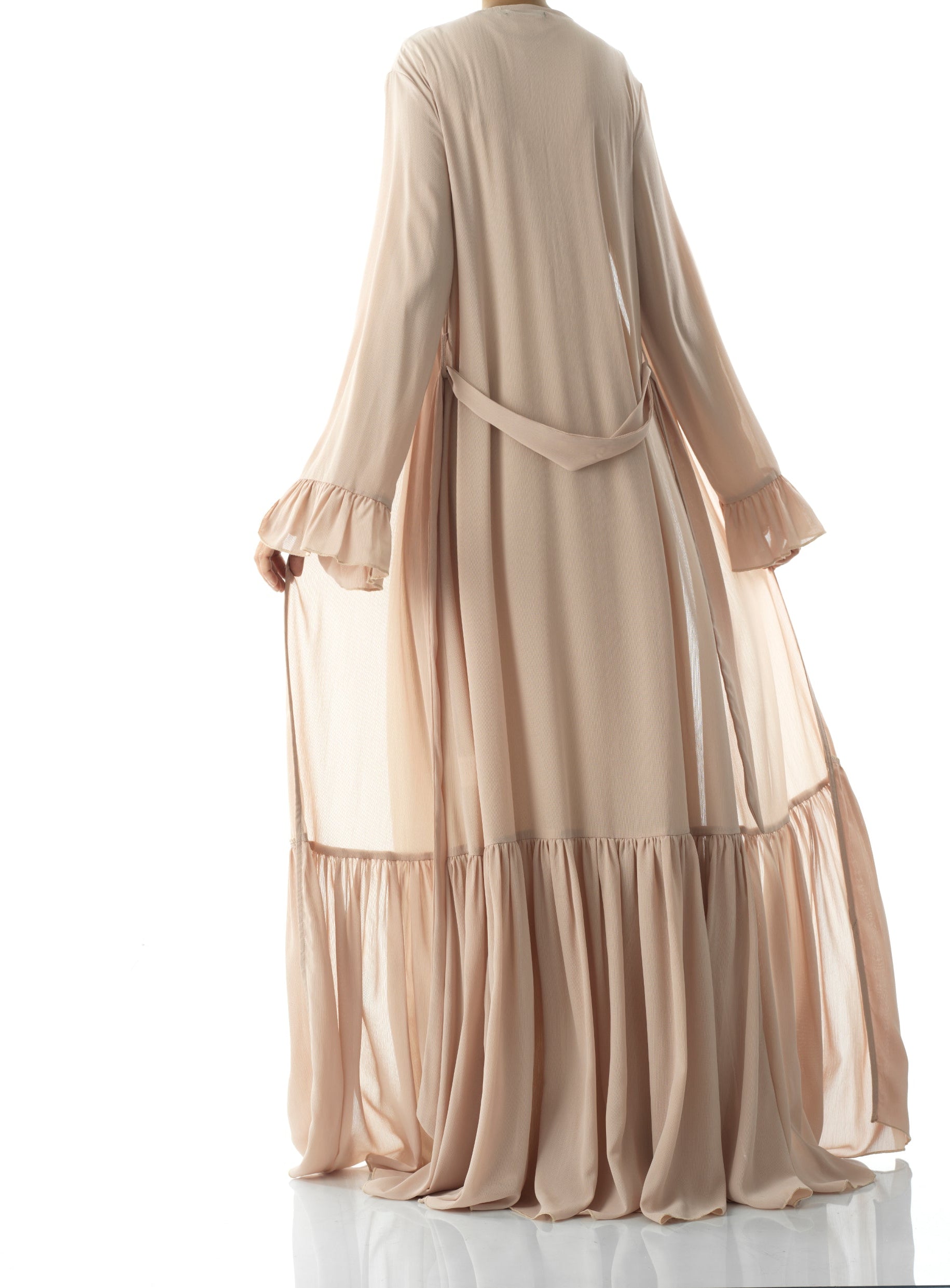 Tiered ruffle chiffon maxi cardigan Kabayare