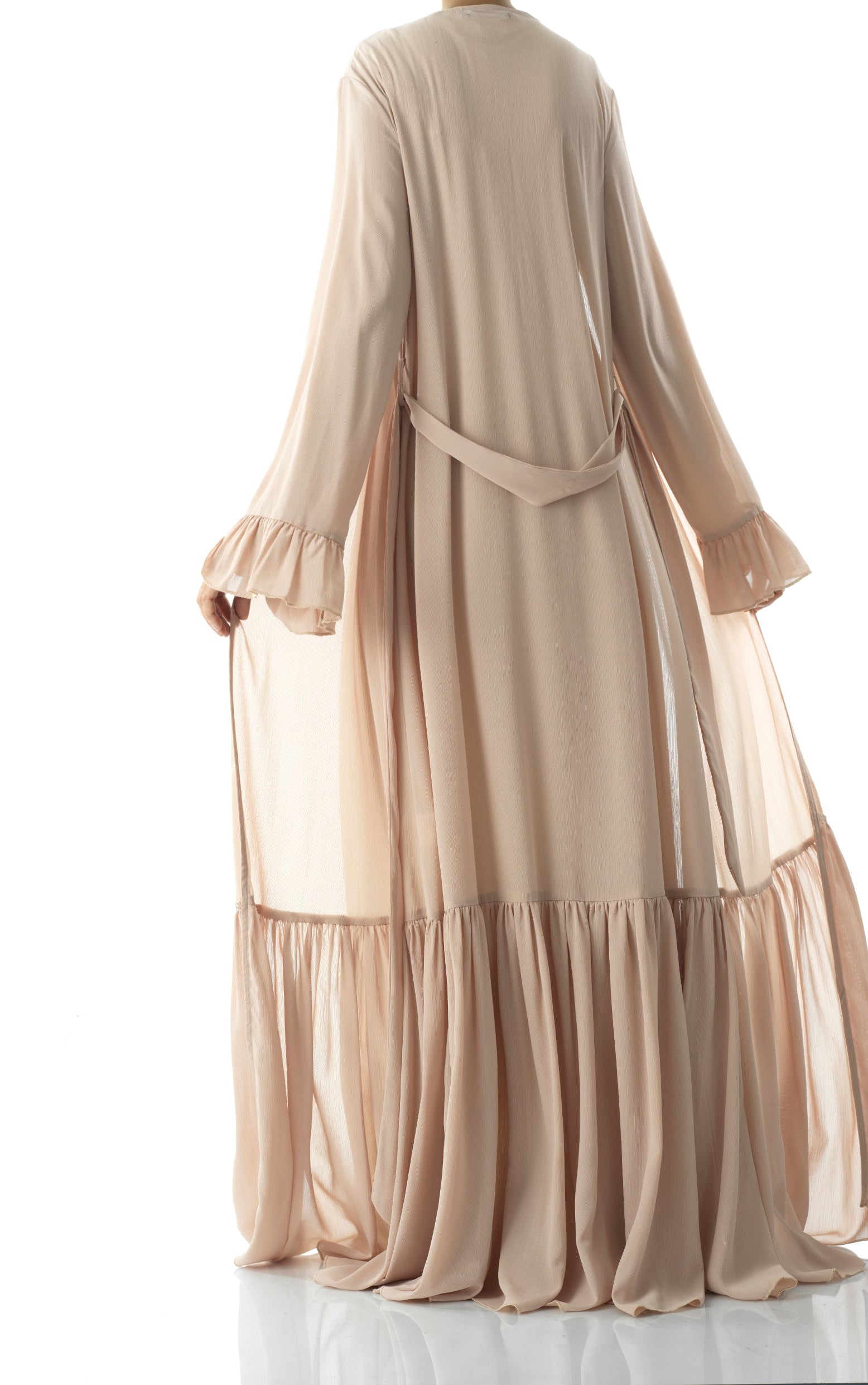 Tiered ruffle chiffon maxi cardigan Kabayare
