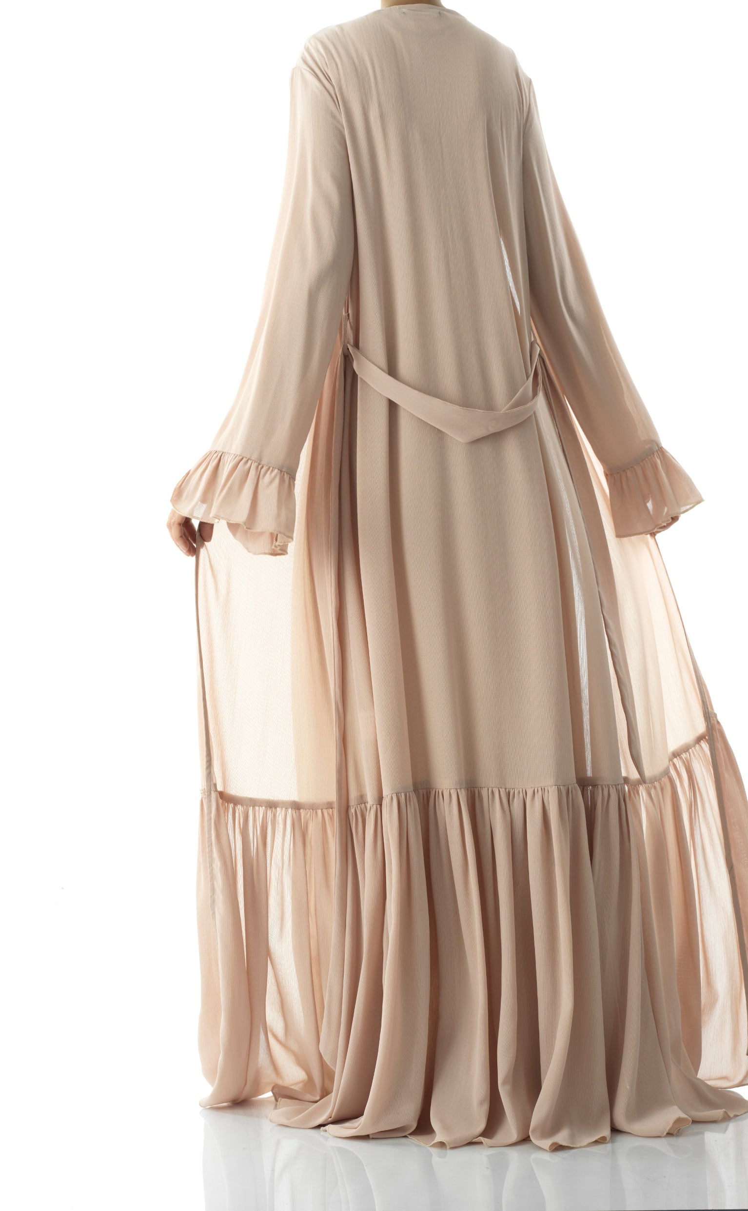 Tiered ruffle chiffon maxi cardigan Kabayare