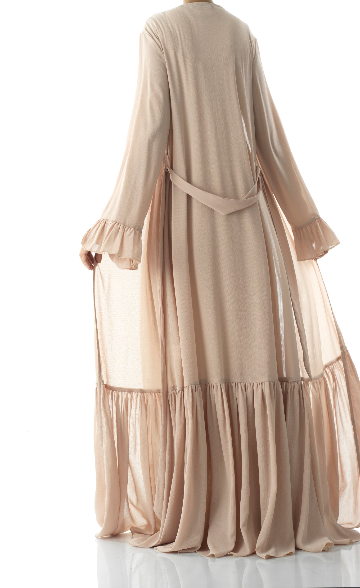 Tiered ruffle chiffon maxi cardigan Kabayare
