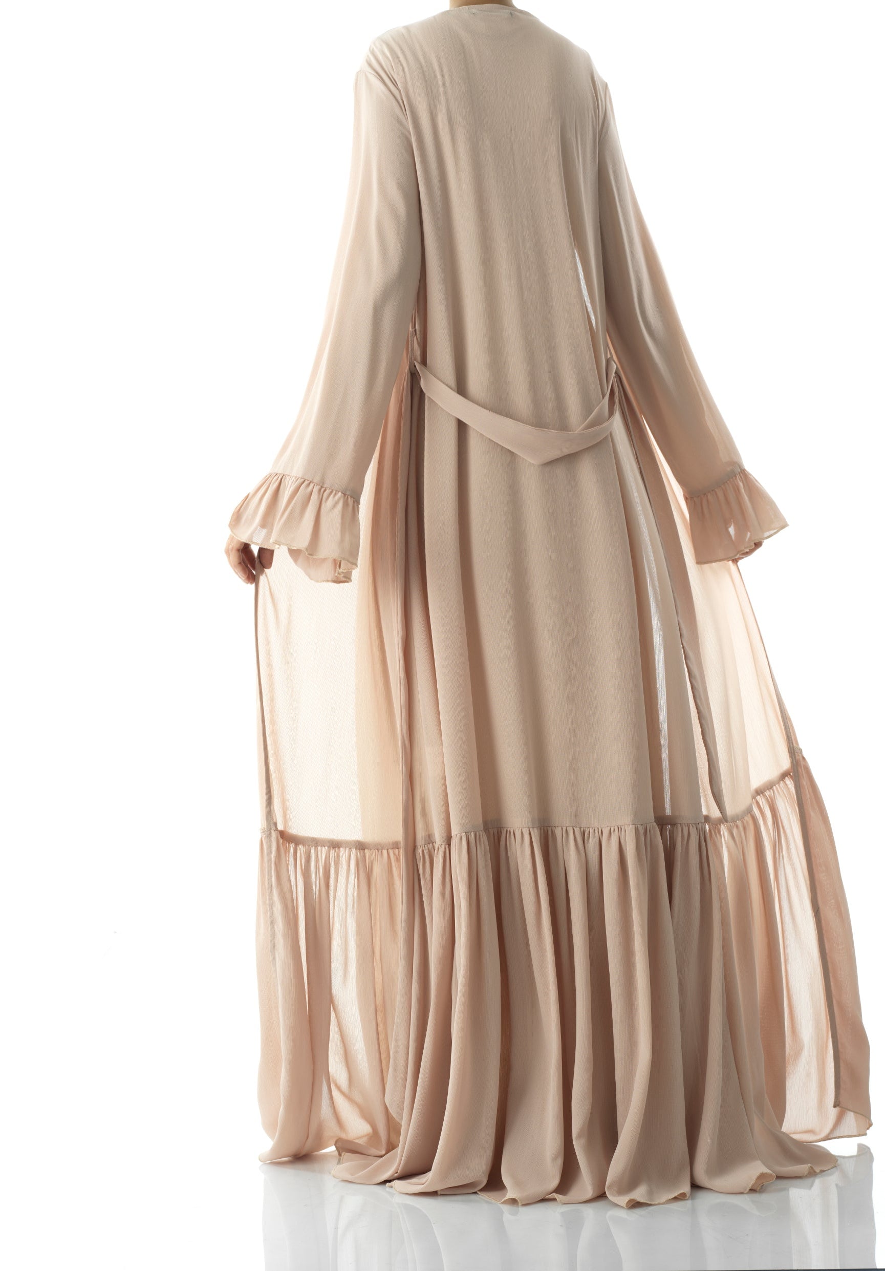 Tiered ruffle chiffon maxi cardigan Kabayare