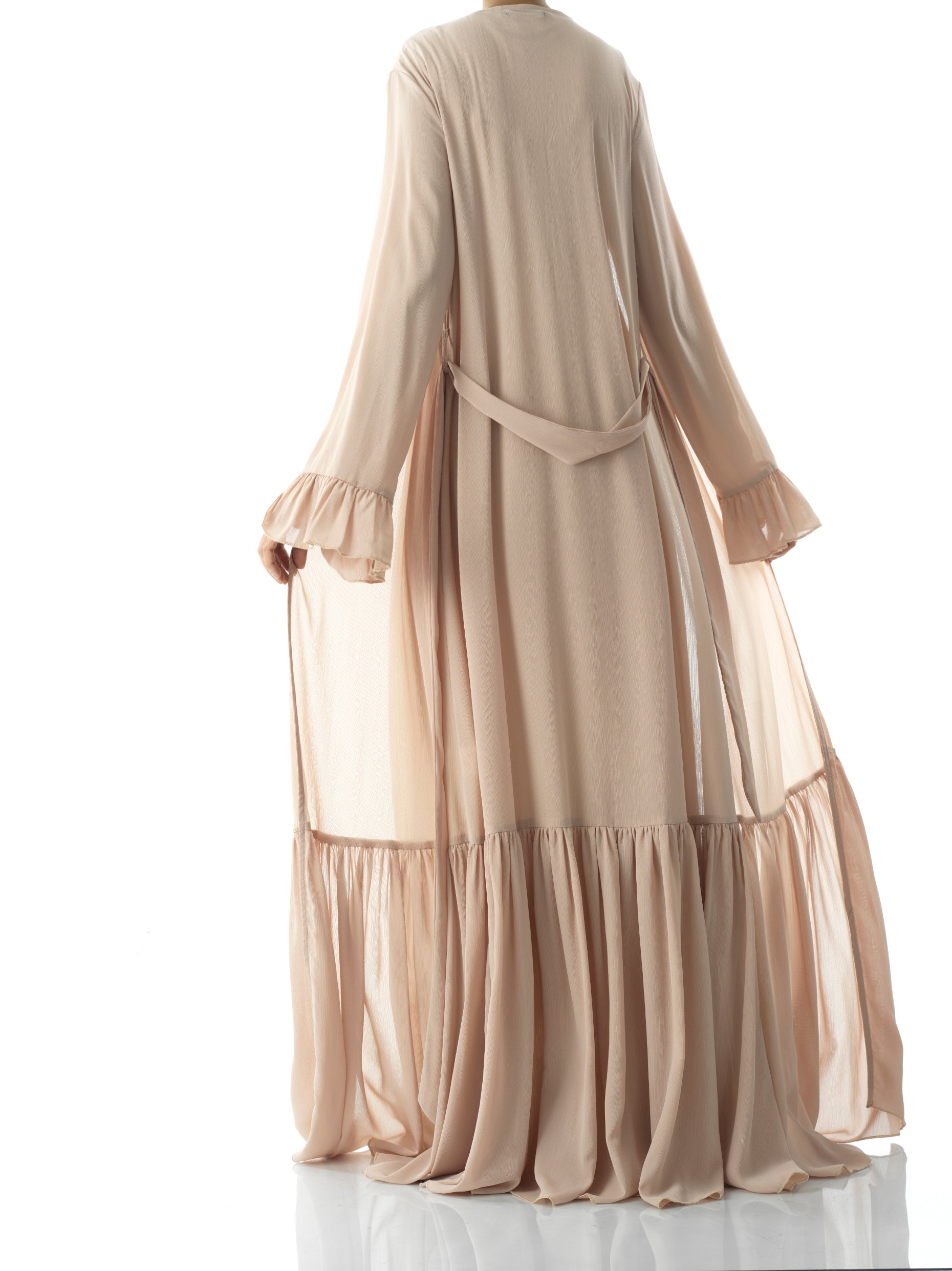 Tiered ruffle chiffon maxi cardigan Kabayare