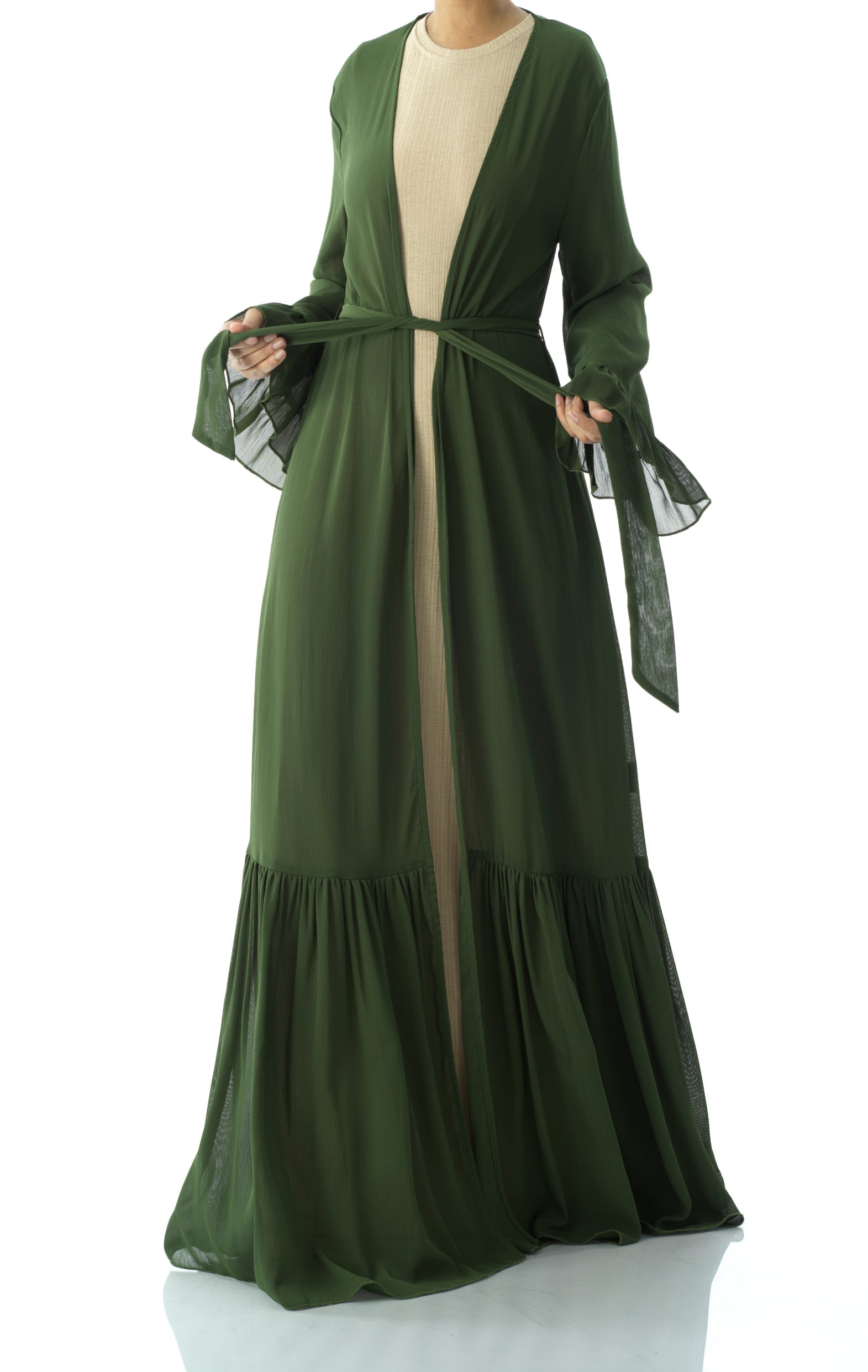 Tiered ruffle chiffon maxi cardigan Kabayare