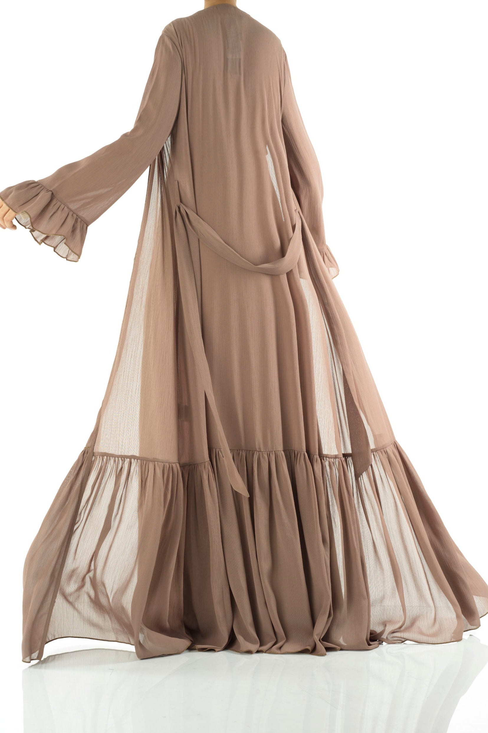 Tiered ruffle chiffon maxi cardigan Kabayare