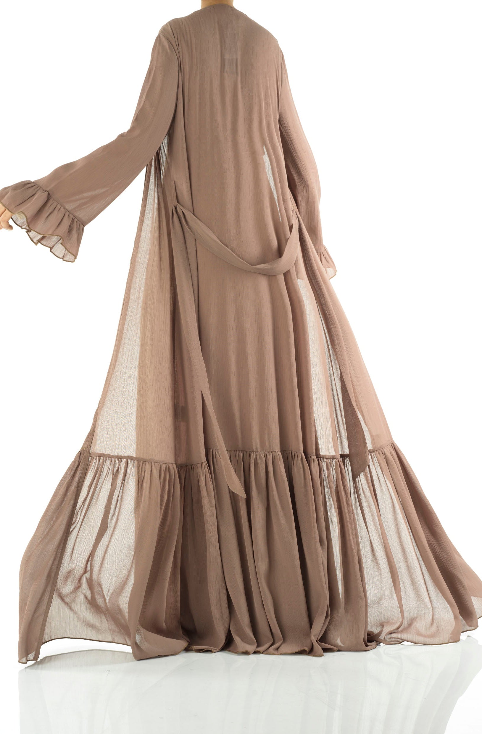 Tiered ruffle chiffon maxi cardigan Kabayare