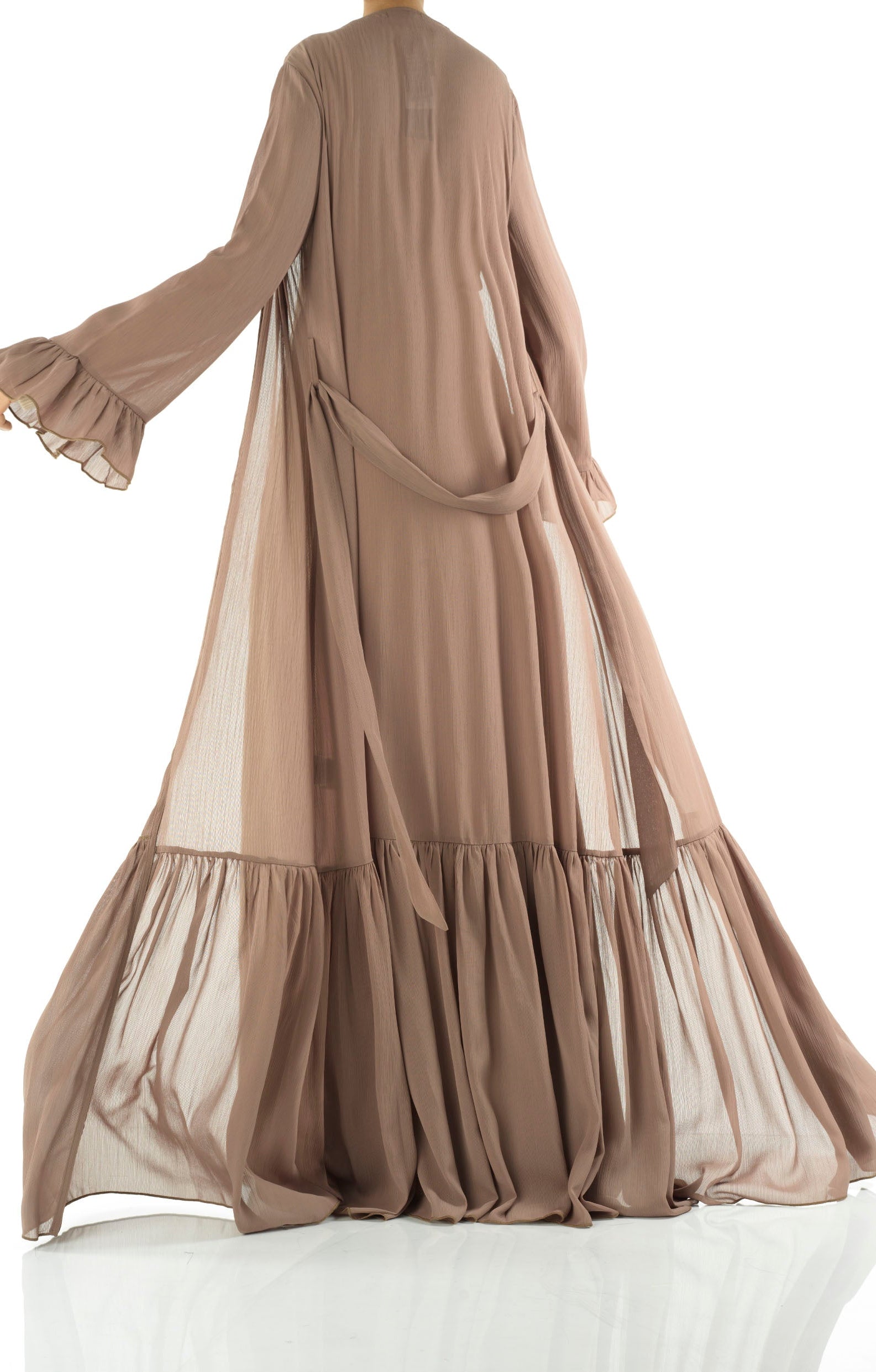 Tiered ruffle chiffon maxi cardigan Kabayare