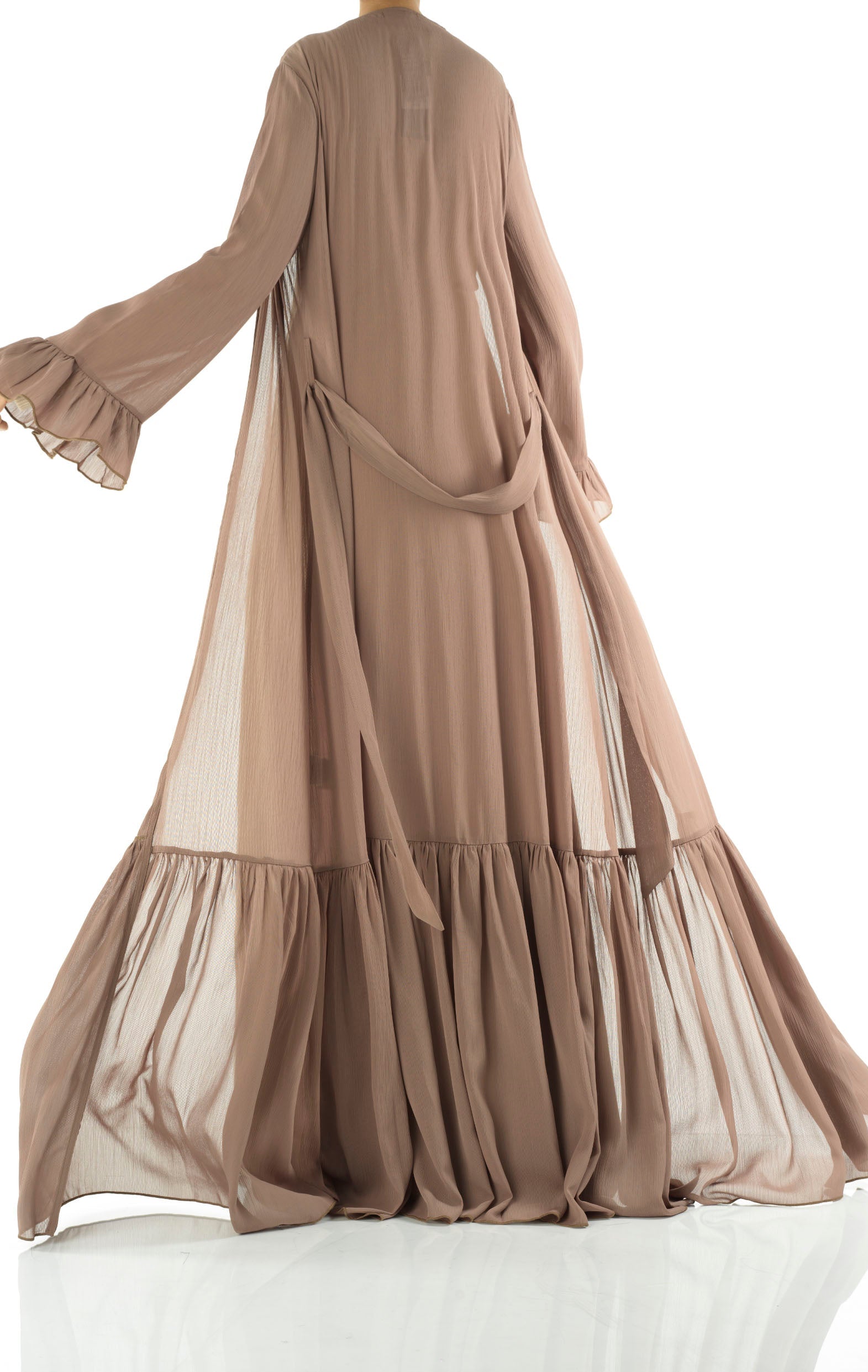 Tiered ruffle chiffon maxi cardigan Kabayare