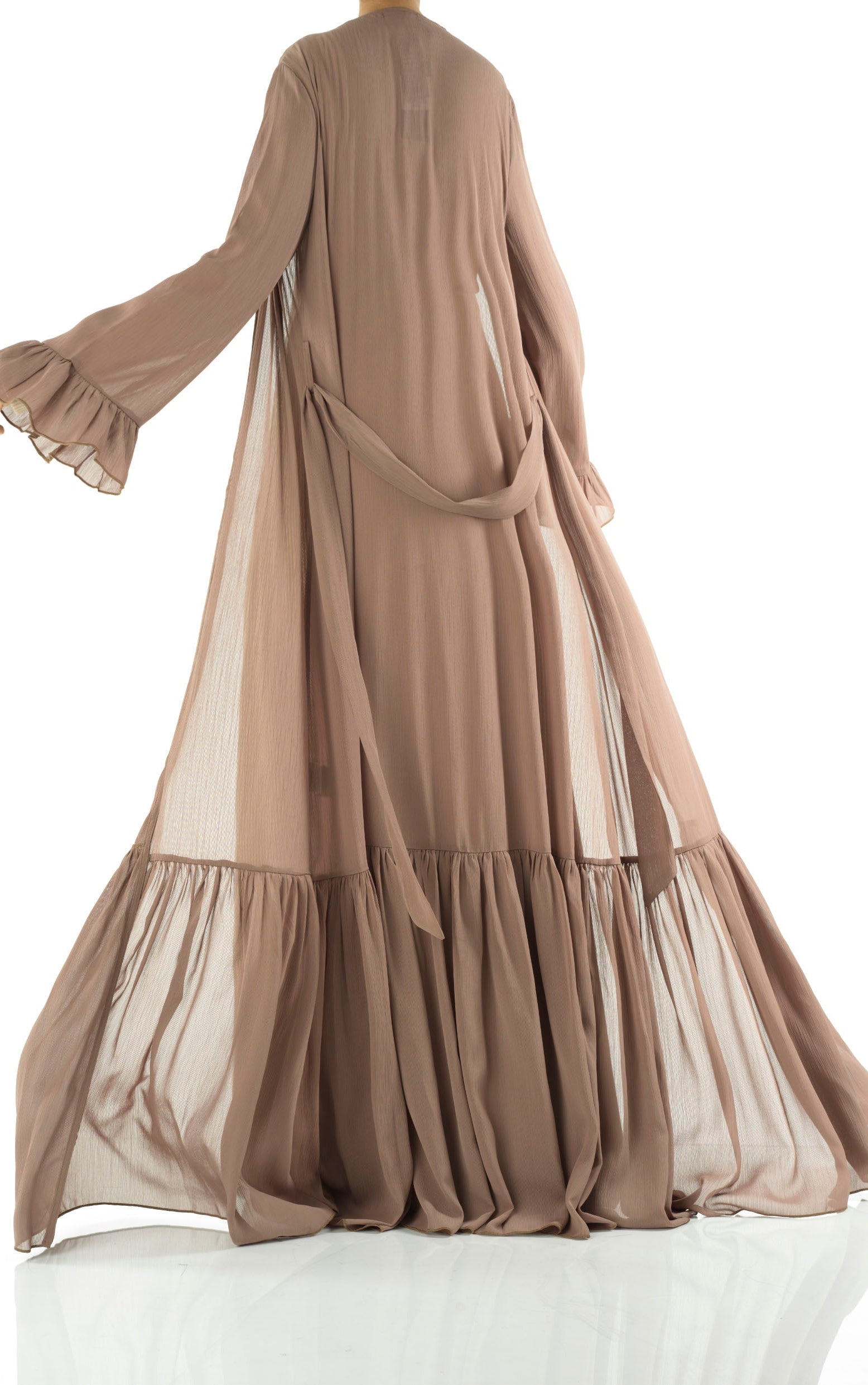 Tiered ruffle chiffon maxi cardigan Kabayare