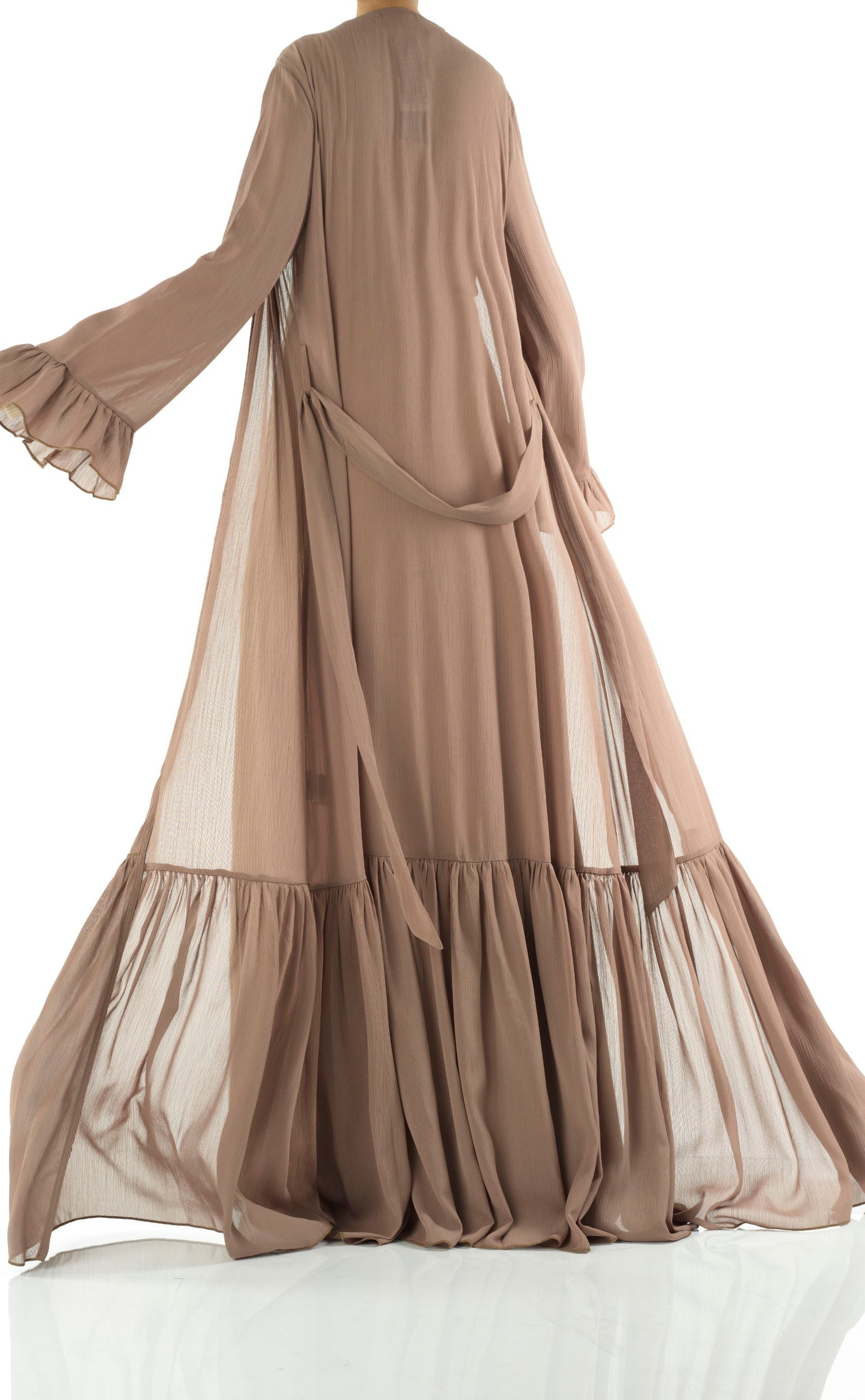 Tiered ruffle chiffon maxi cardigan Kabayare