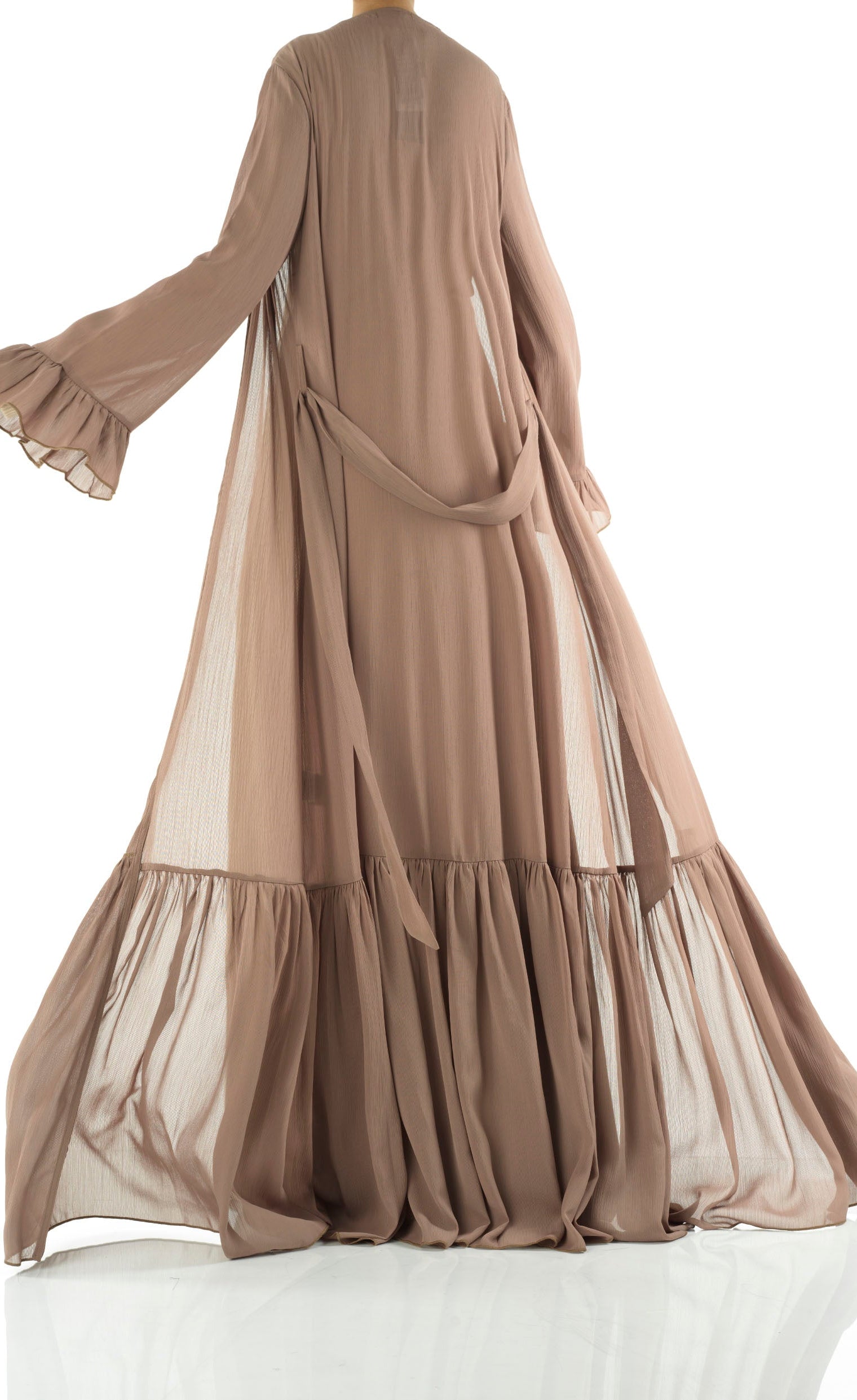 Tiered ruffle chiffon maxi cardigan Kabayare