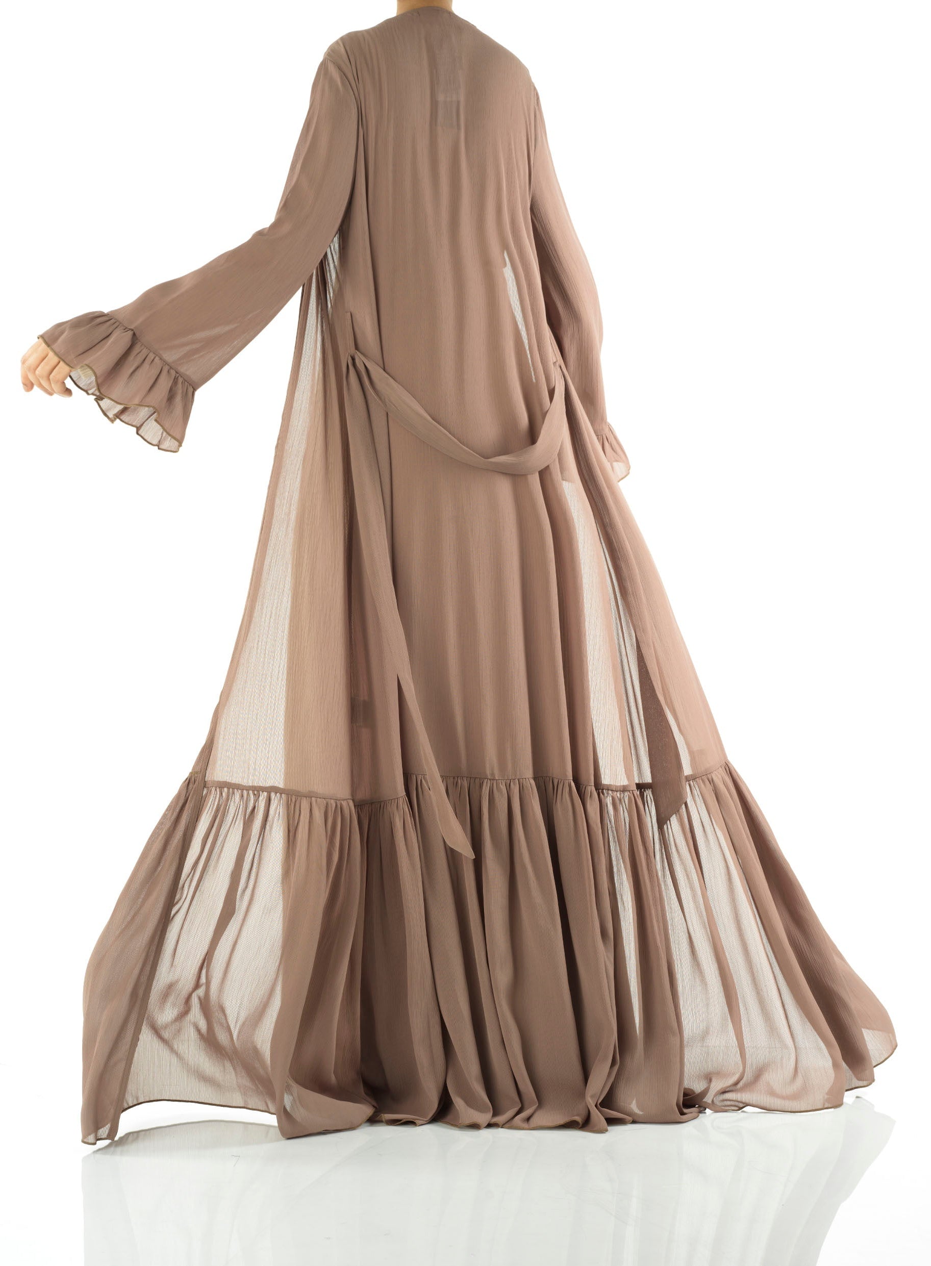 Tiered ruffle chiffon maxi cardigan Kabayare