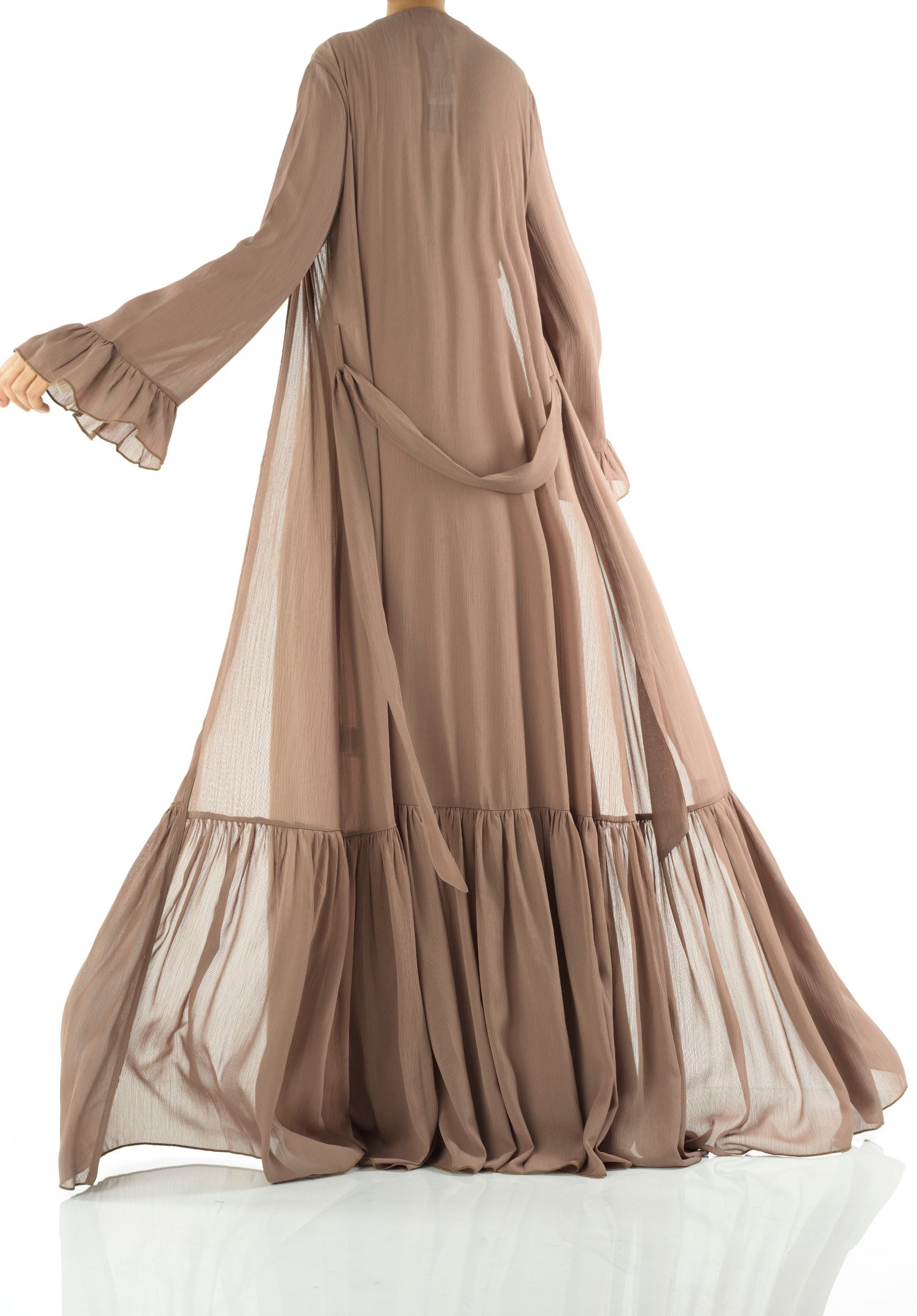Tiered ruffle chiffon maxi cardigan Kabayare
