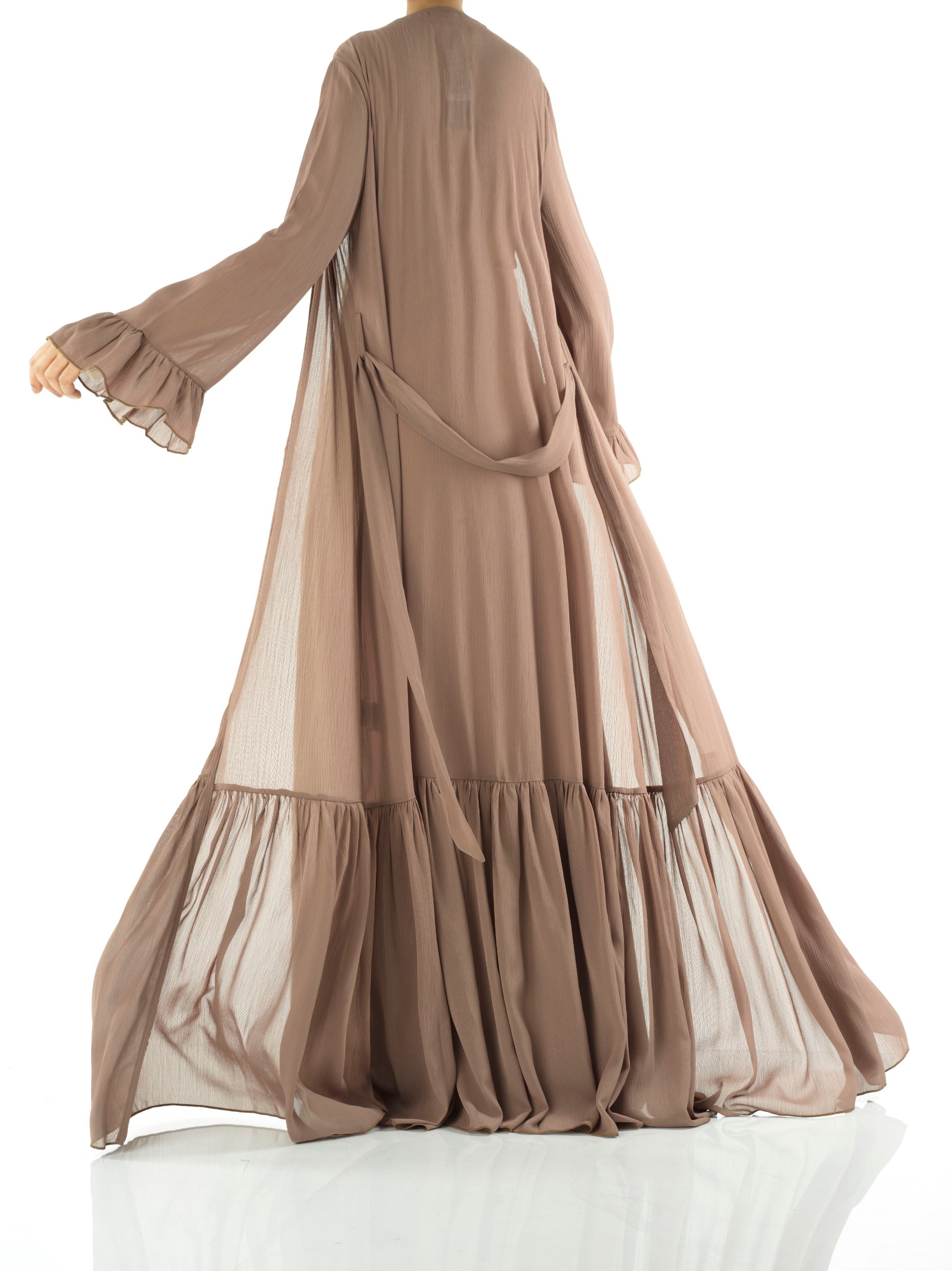 Tiered ruffle chiffon maxi cardigan Kabayare