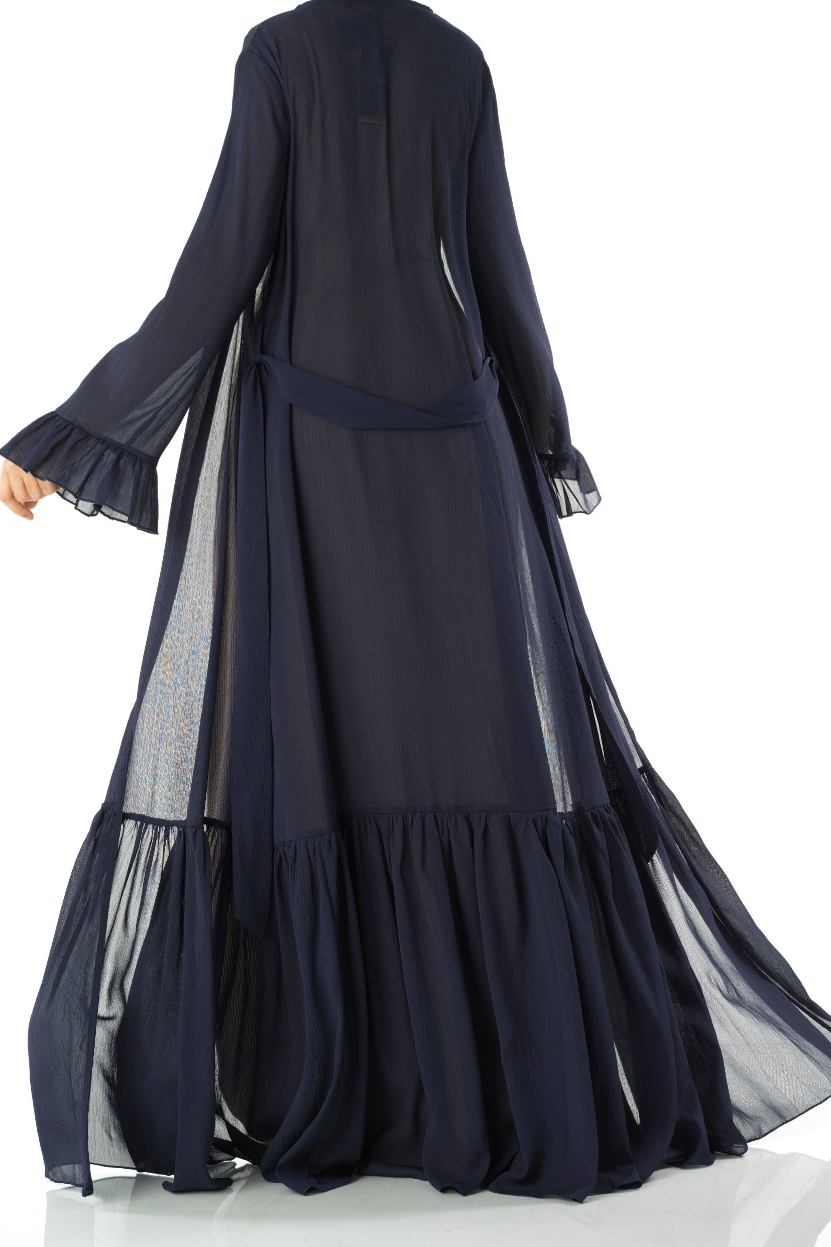 Tiered ruffle chiffon maxi cardigan Kabayare
