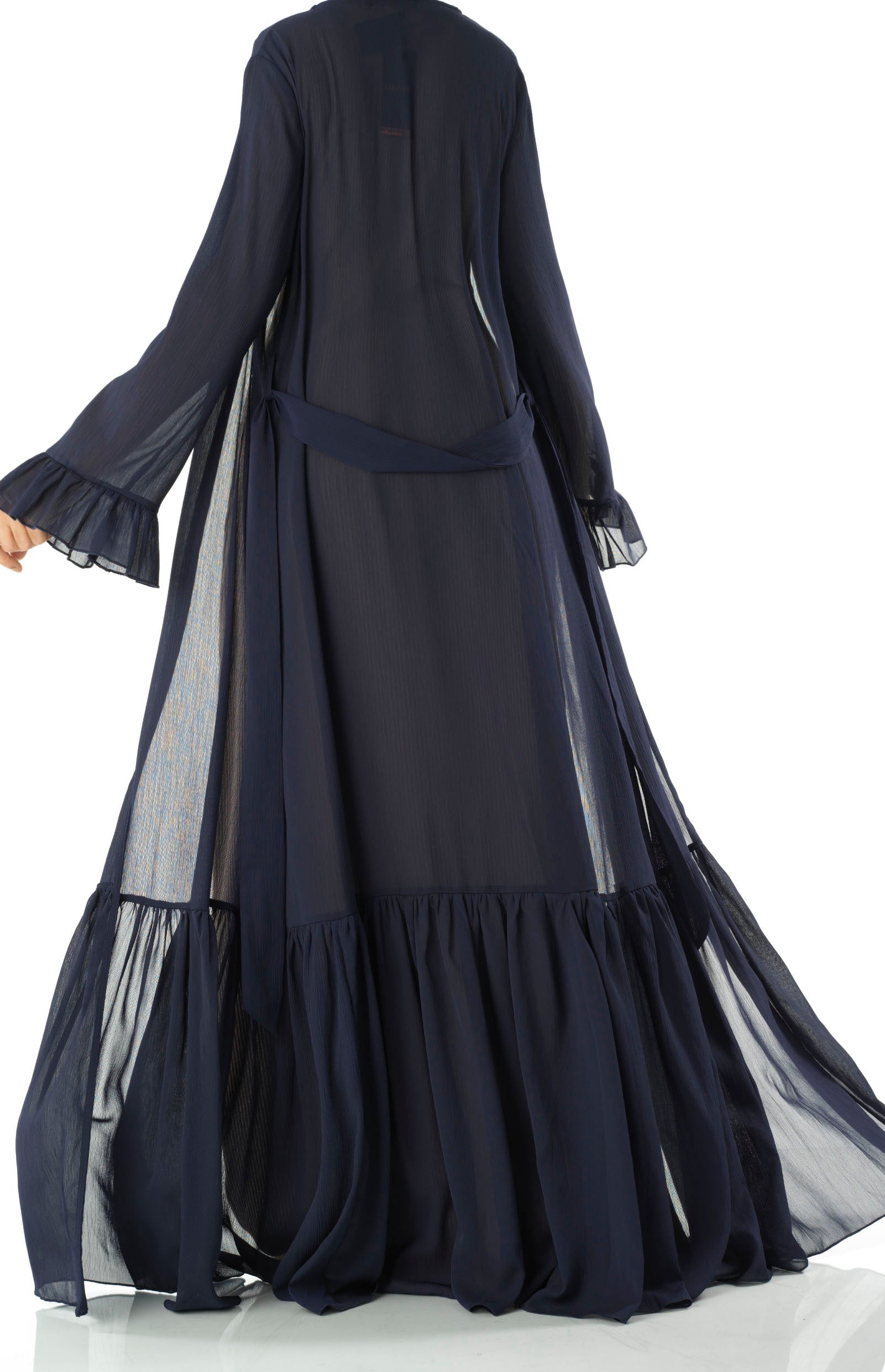 Tiered ruffle chiffon maxi cardigan Kabayare