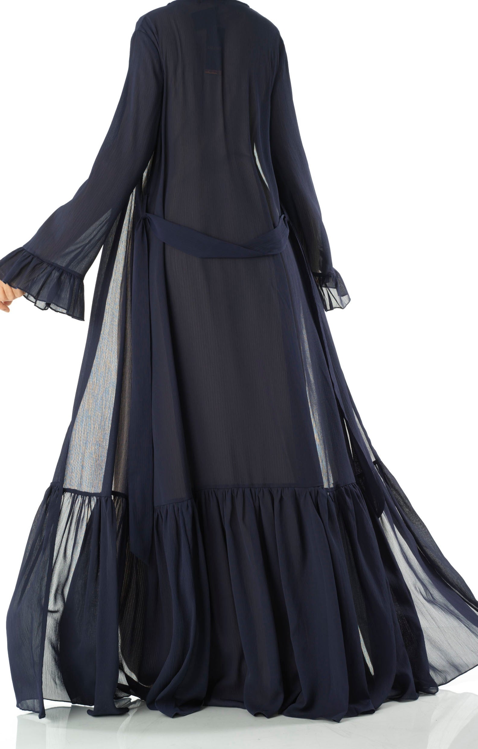 Tiered ruffle chiffon maxi cardigan Kabayare