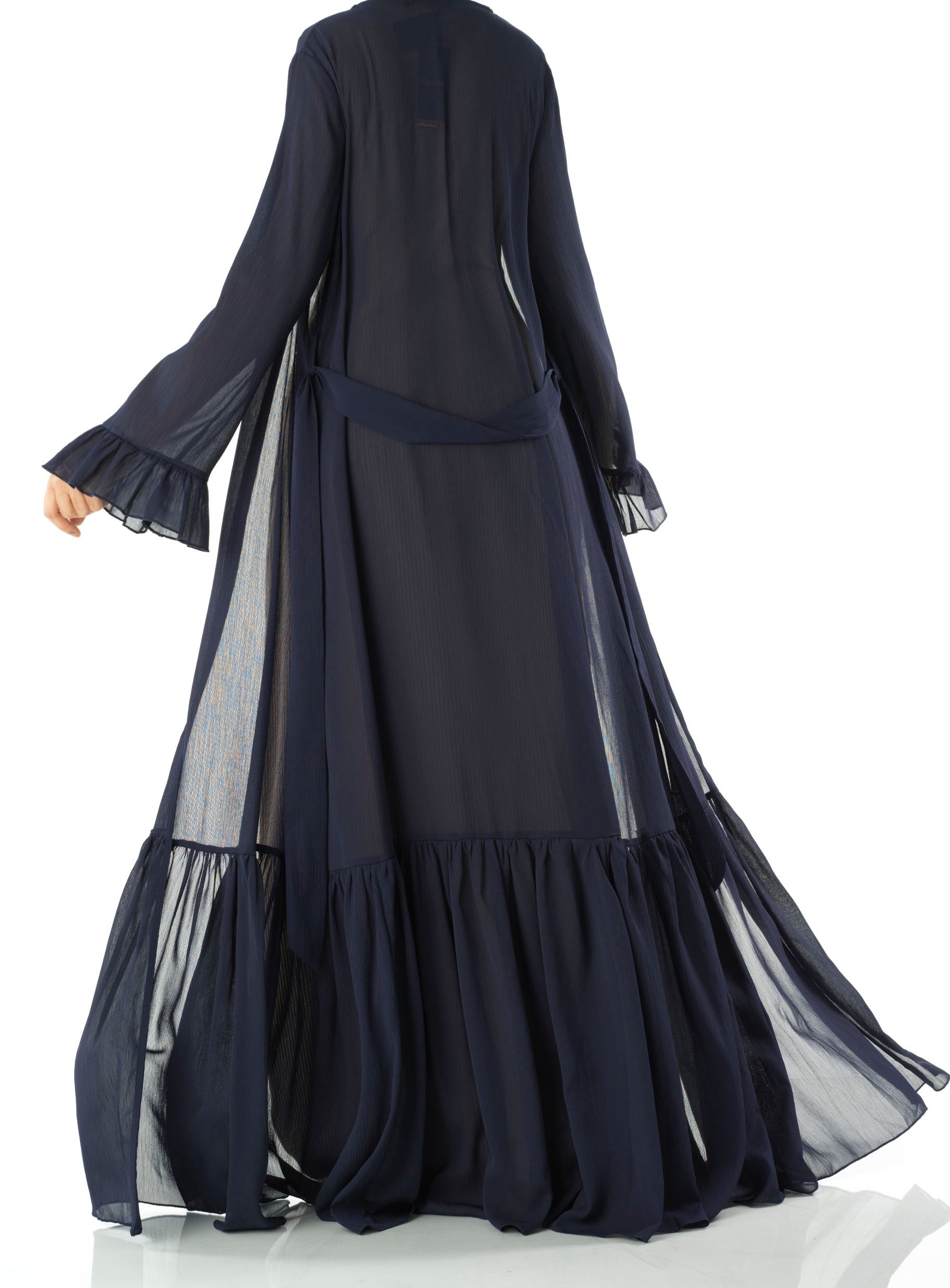 Tiered ruffle chiffon maxi cardigan Kabayare