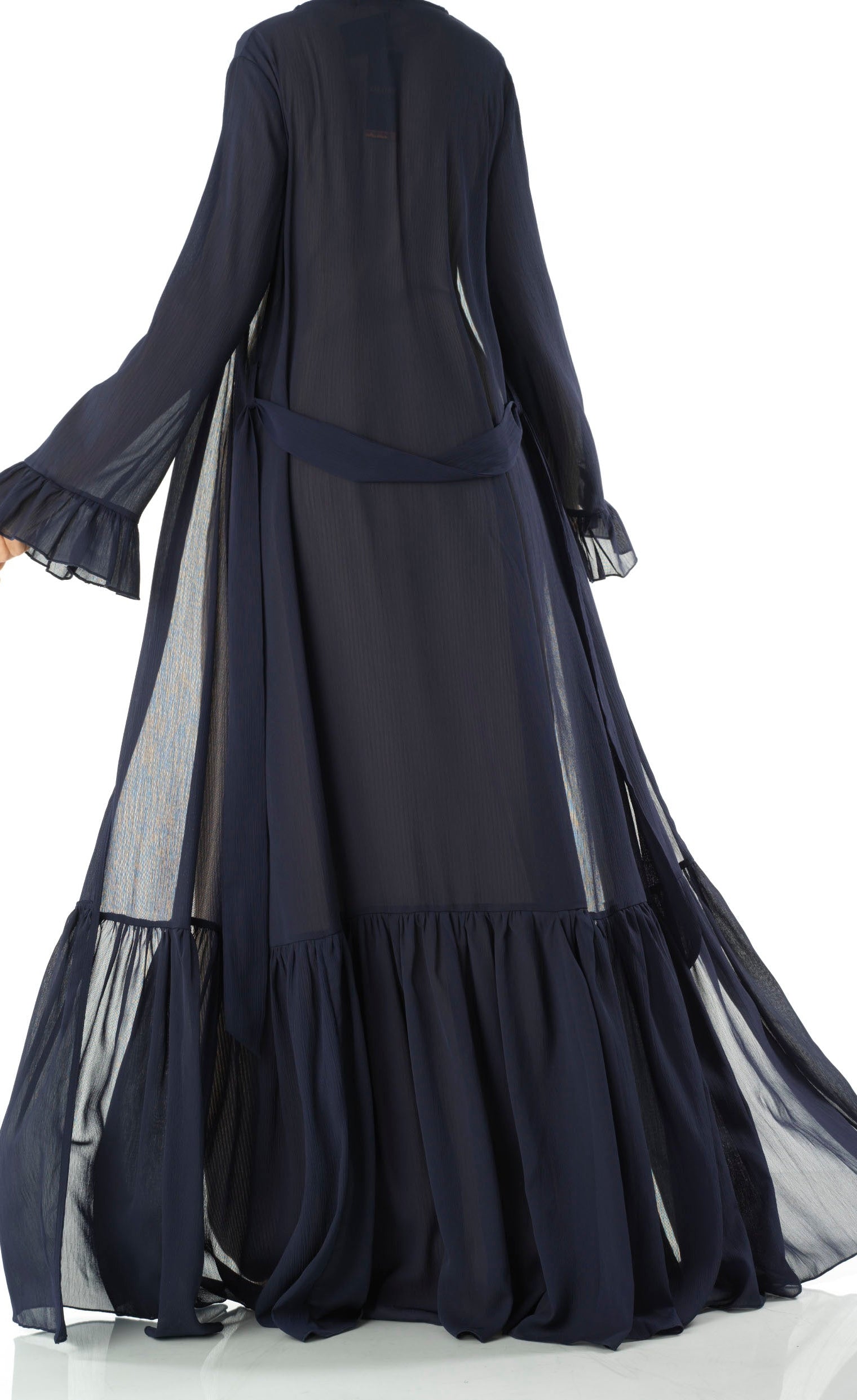 Tiered ruffle chiffon maxi cardigan Kabayare