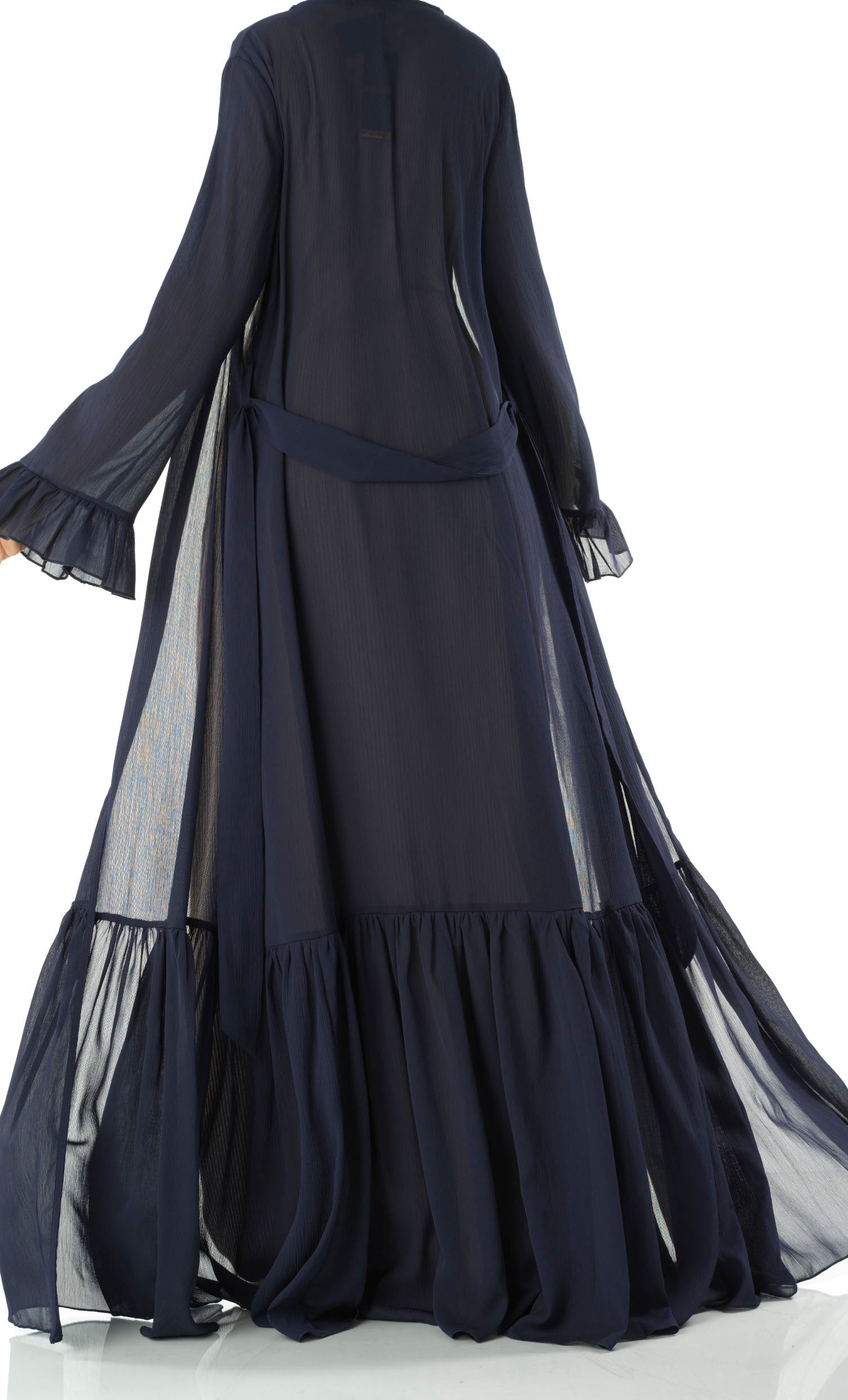 Tiered ruffle chiffon maxi cardigan Kabayare