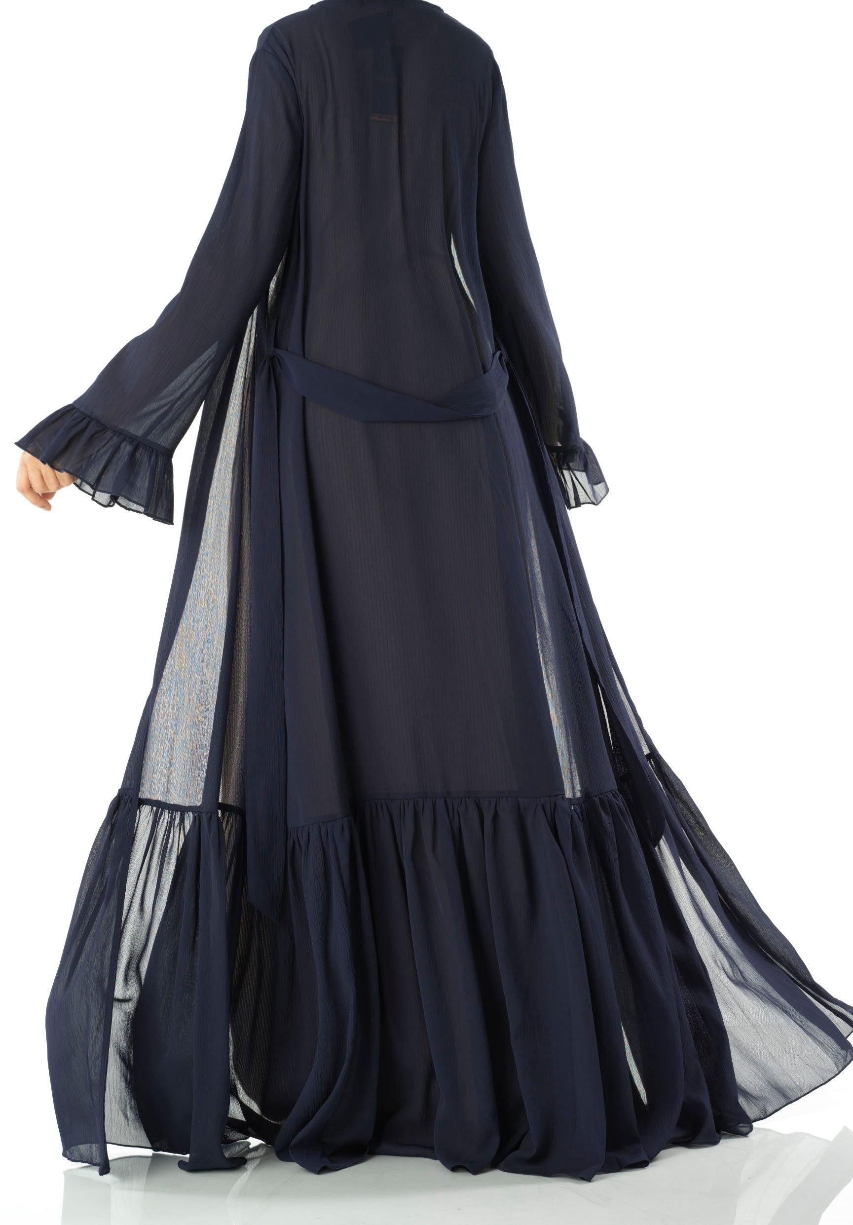 Tiered ruffle chiffon maxi cardigan Kabayare