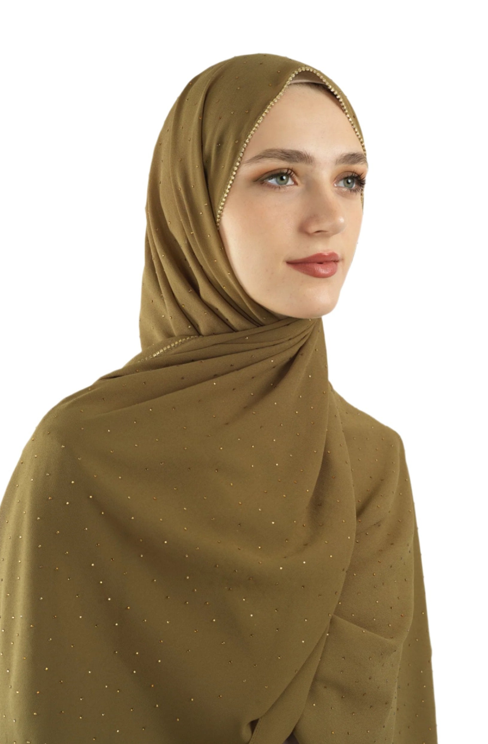 Tuscany green Glamour chiffon hijab Kabayare