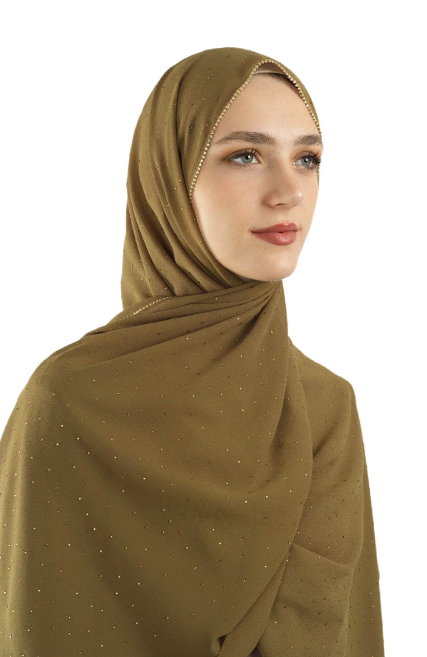 Tuscany green Glamour chiffon hijab Kabayare