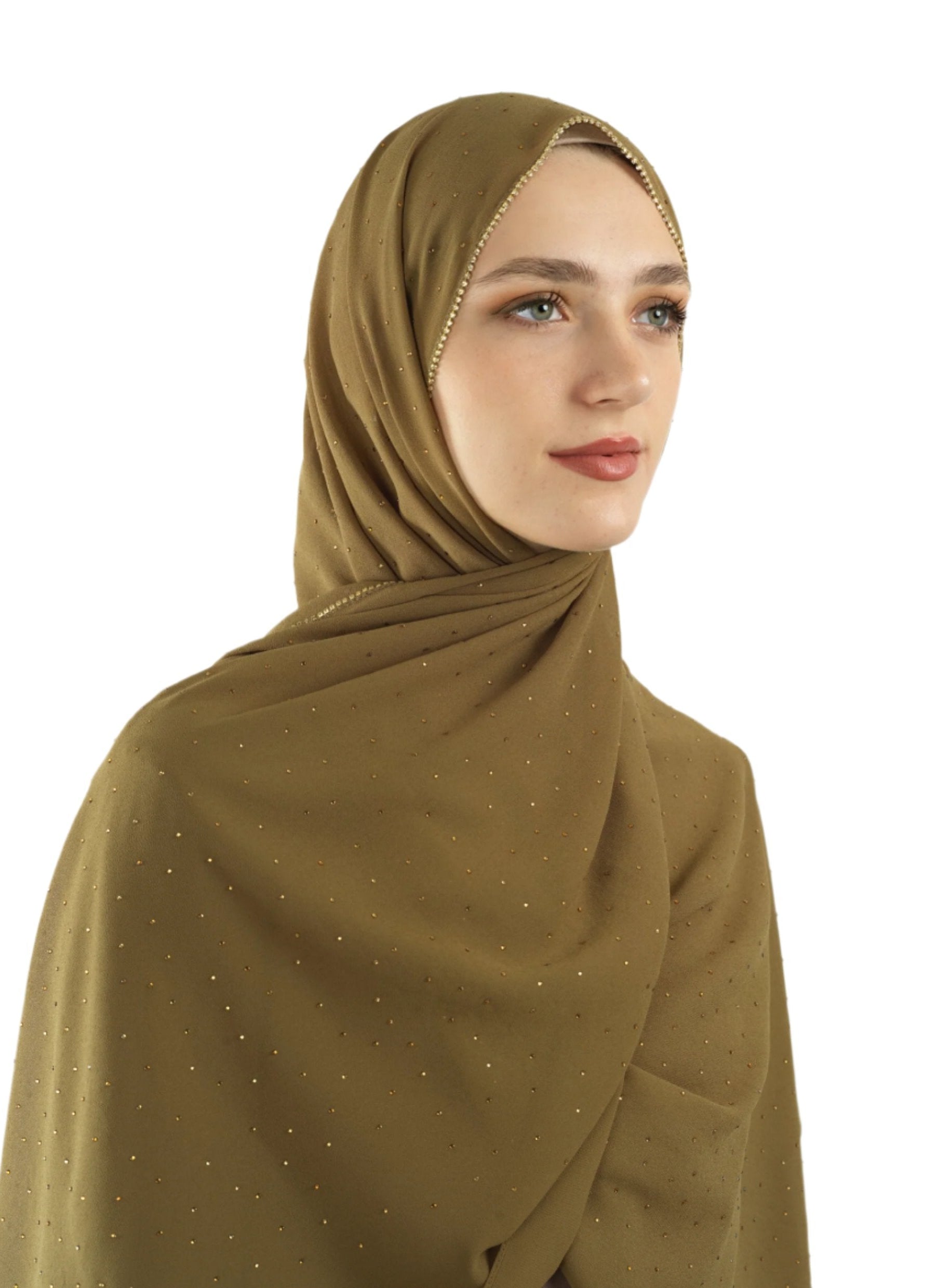 Tuscany green Glamour chiffon hijab Kabayare