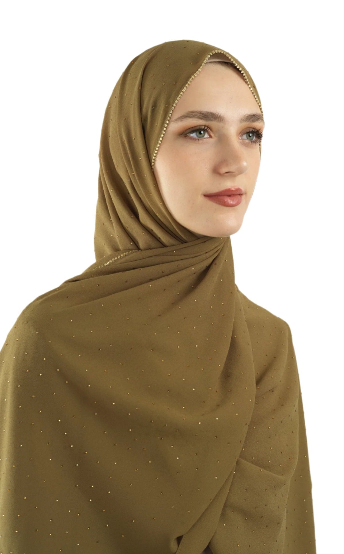 Tuscany green Glamour chiffon hijab Kabayare