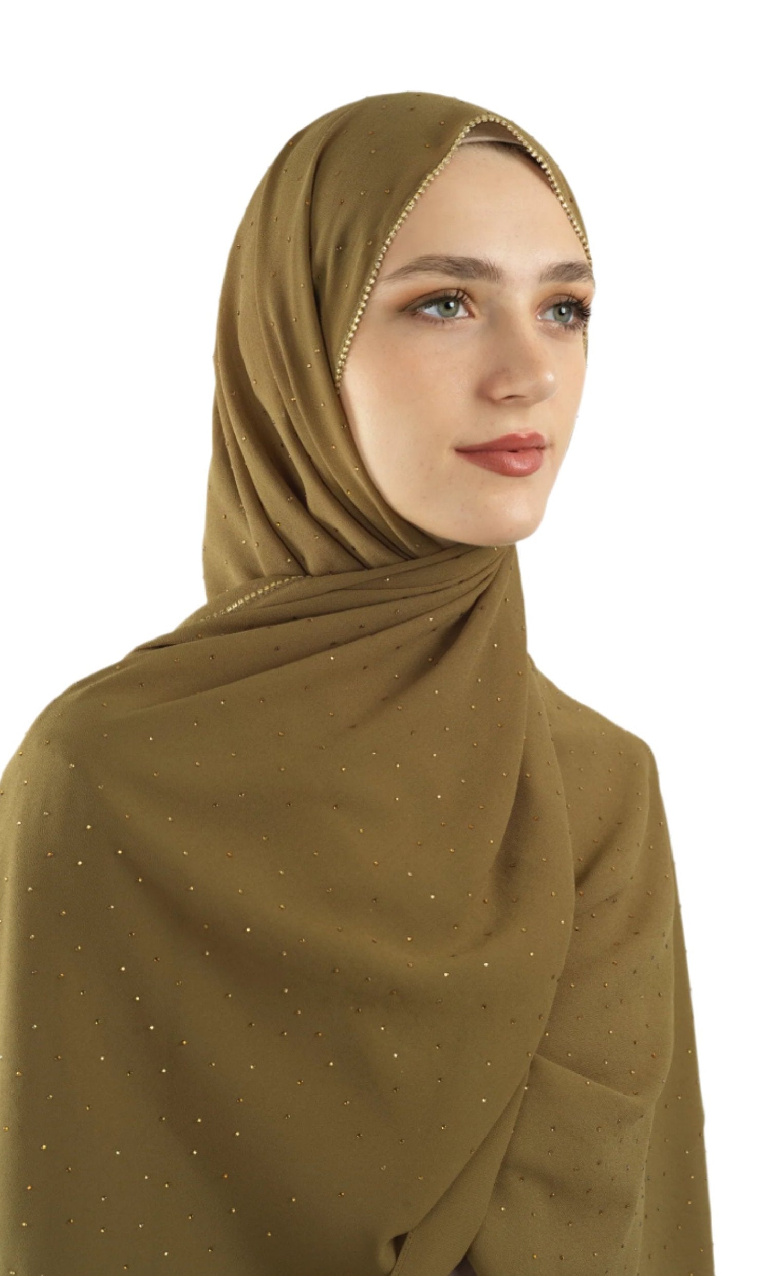 Tuscany green Glamour chiffon hijab Kabayare