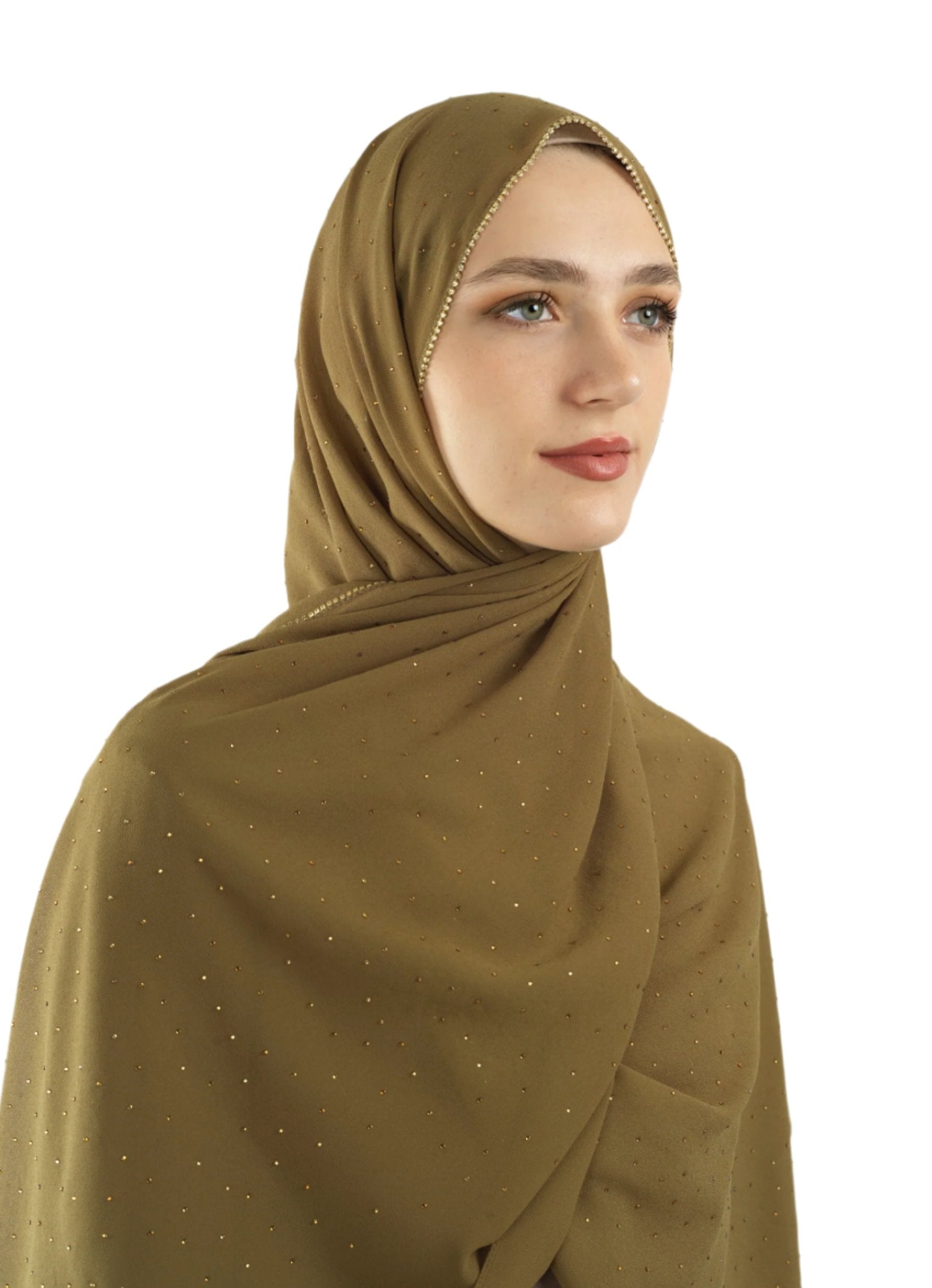 Tuscany green Glamour chiffon hijab Kabayare