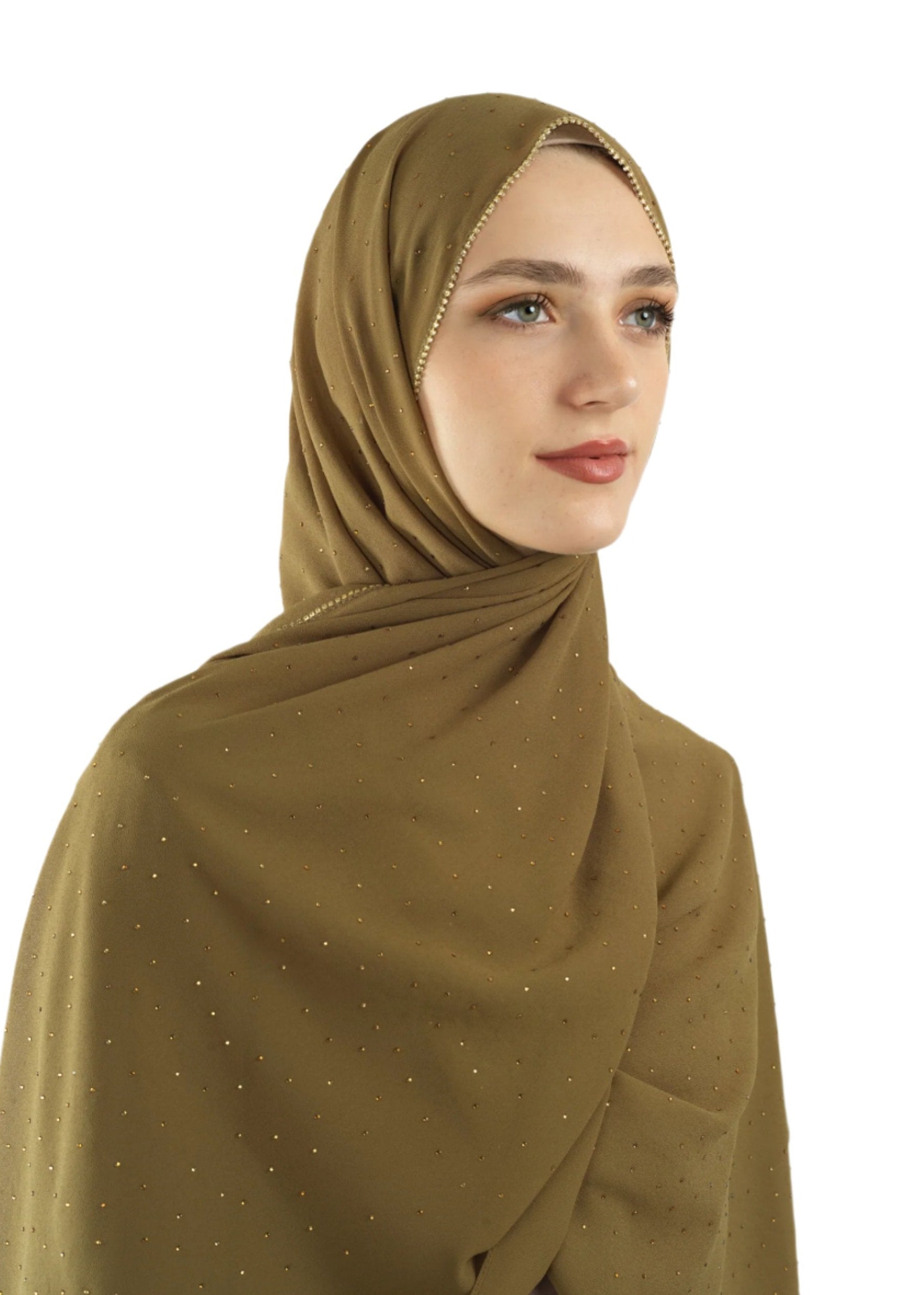 Tuscany green Glamour chiffon hijab Kabayare