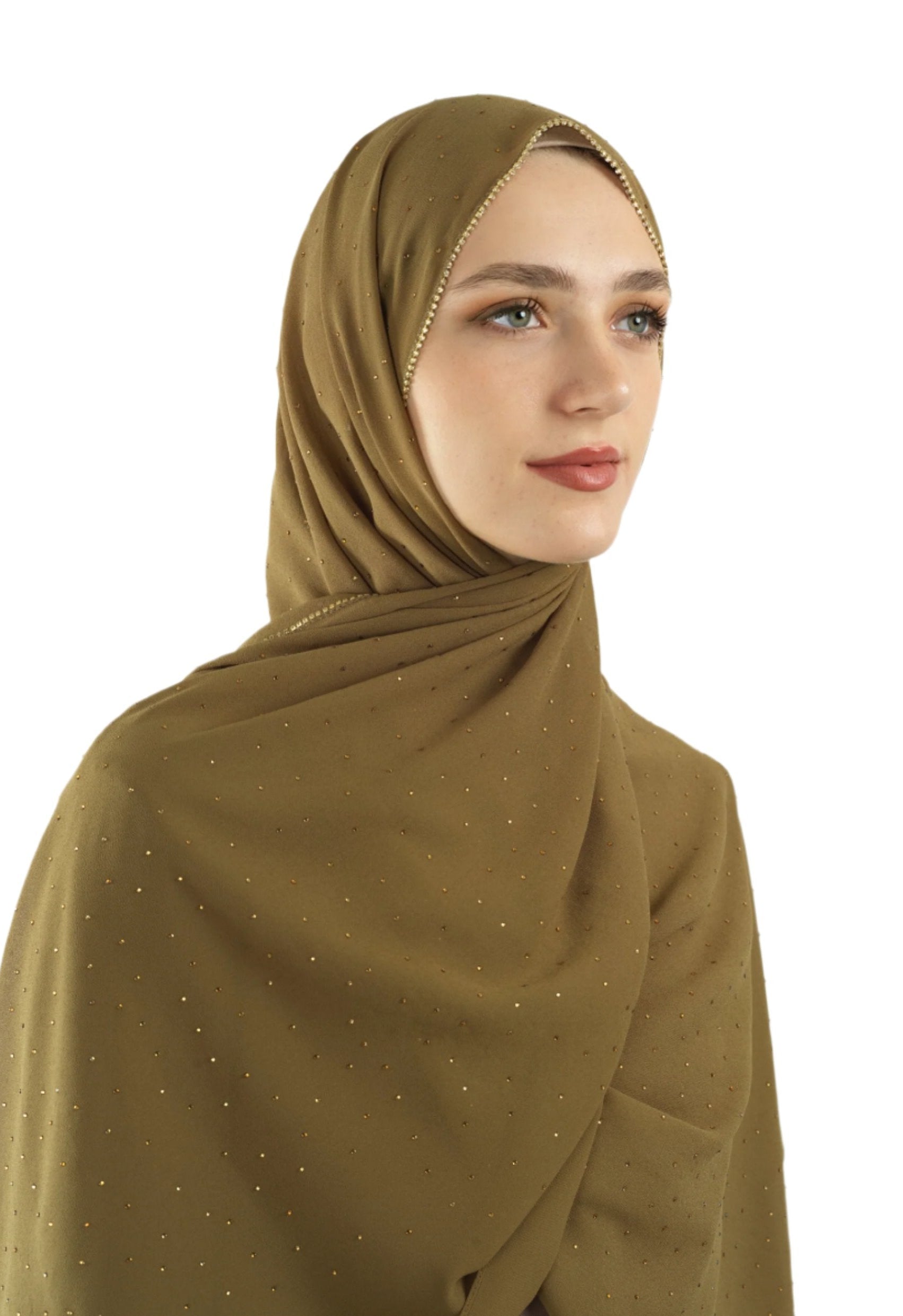 Tuscany green Glamour chiffon hijab Kabayare