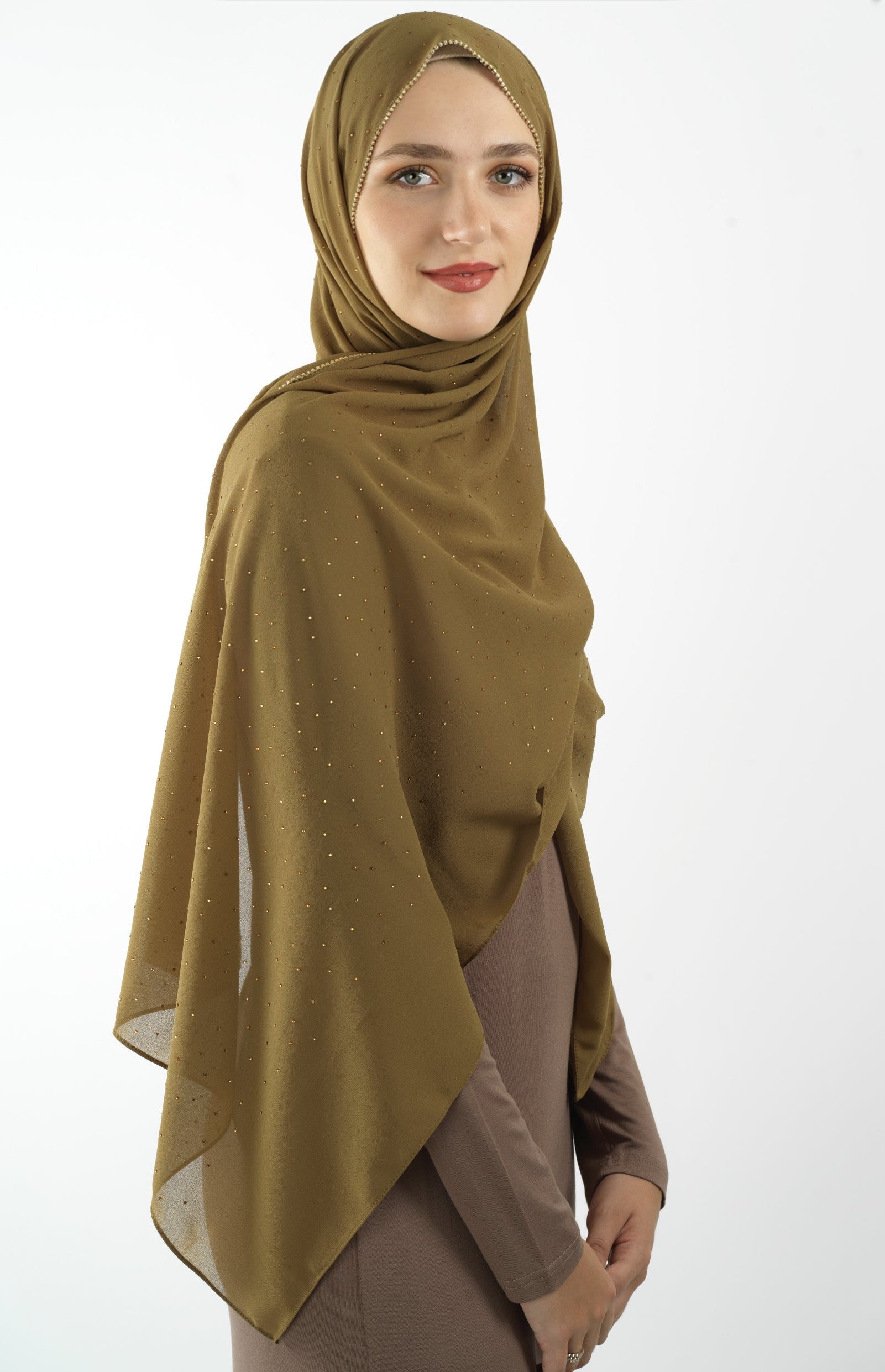 Tuscany green Glamour chiffon hijab Kabayare