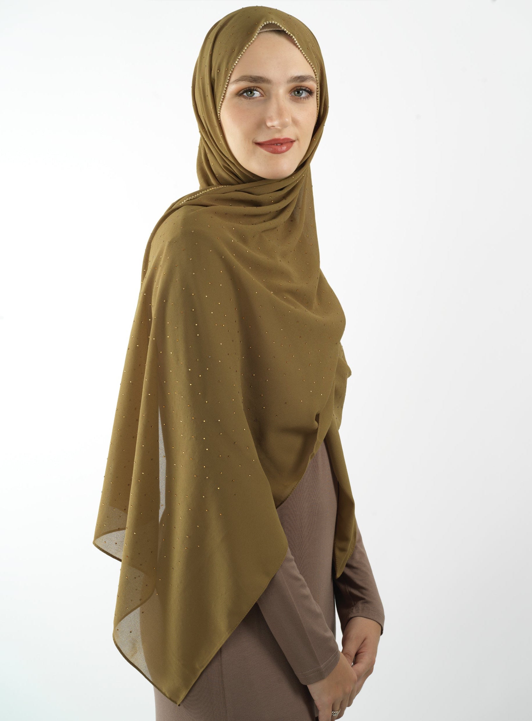 Tuscany green Glamour chiffon hijab Kabayare