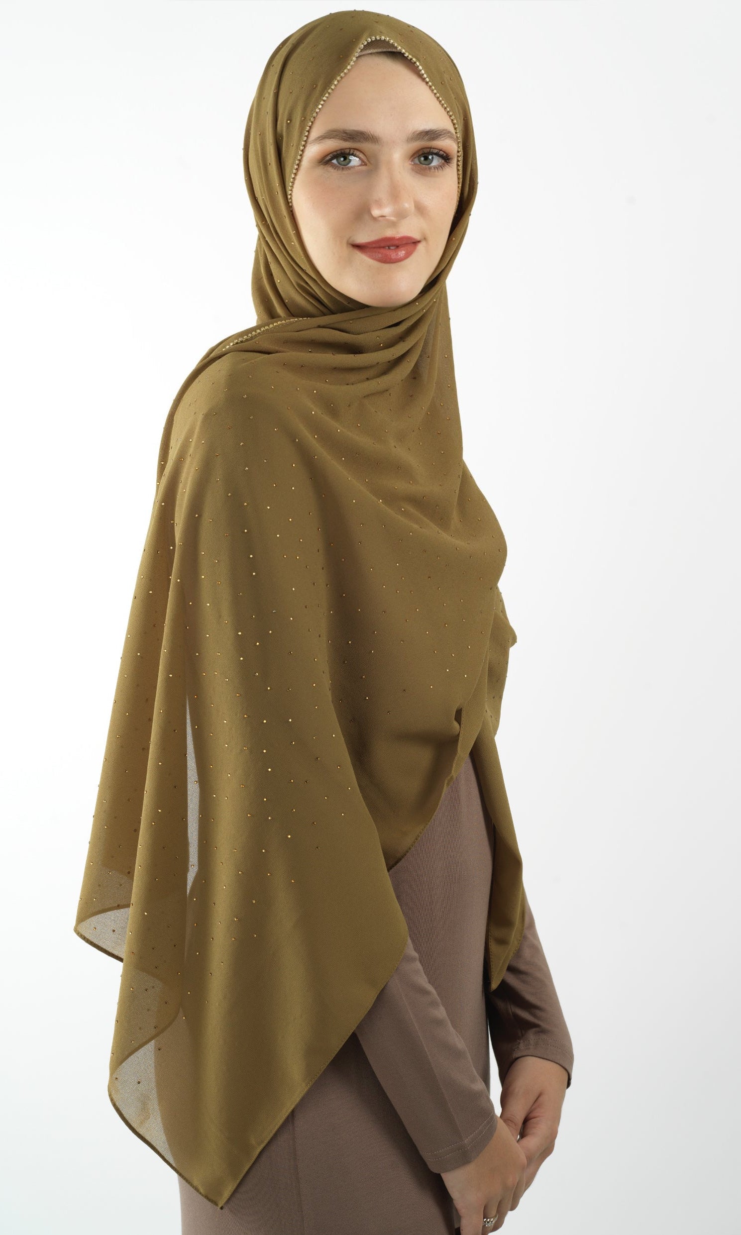Tuscany green Glamour chiffon hijab Kabayare