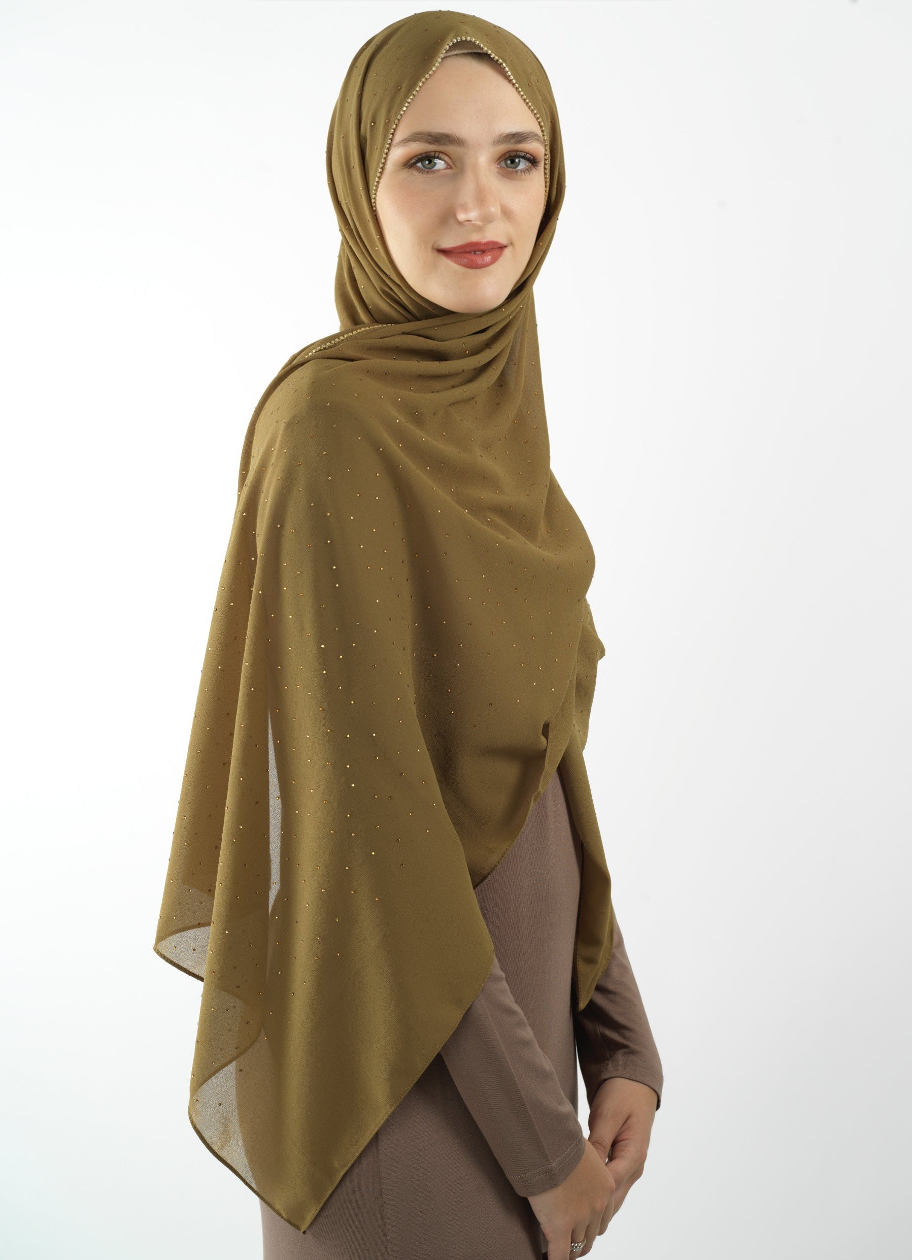 Tuscany green Glamour chiffon hijab Kabayare