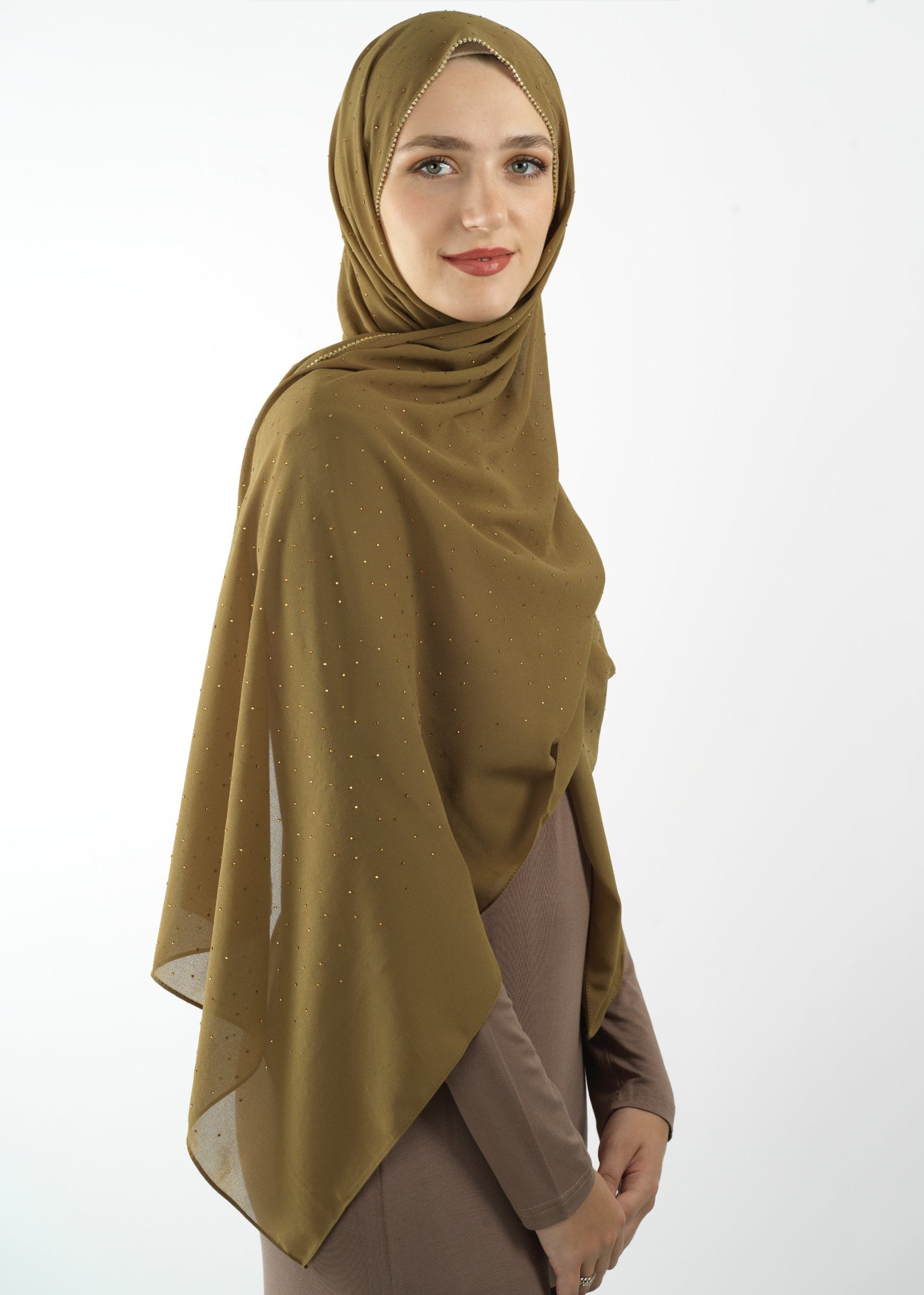 Tuscany green Glamour chiffon hijab Kabayare