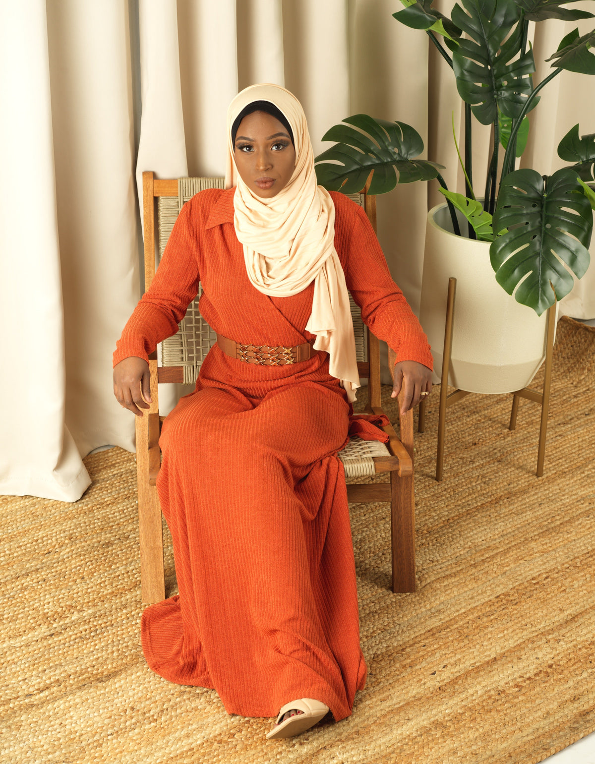 V-neck ribbed sweater dress Kabayare